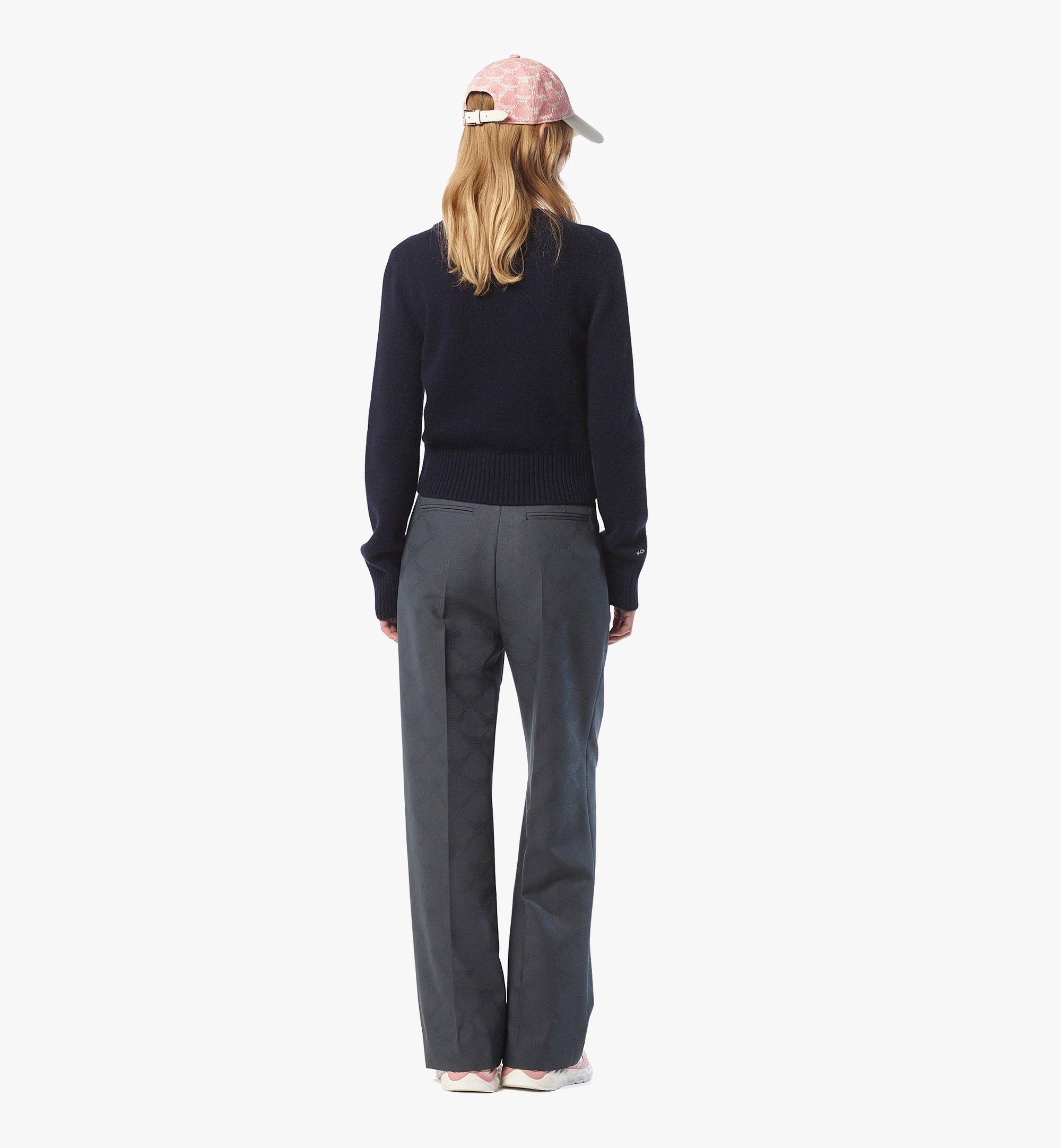 MCM Laurel Cropped Sweater in Wool and Recycled Cashmere Blue MFEFSMM01VC0XS Alternate View 3