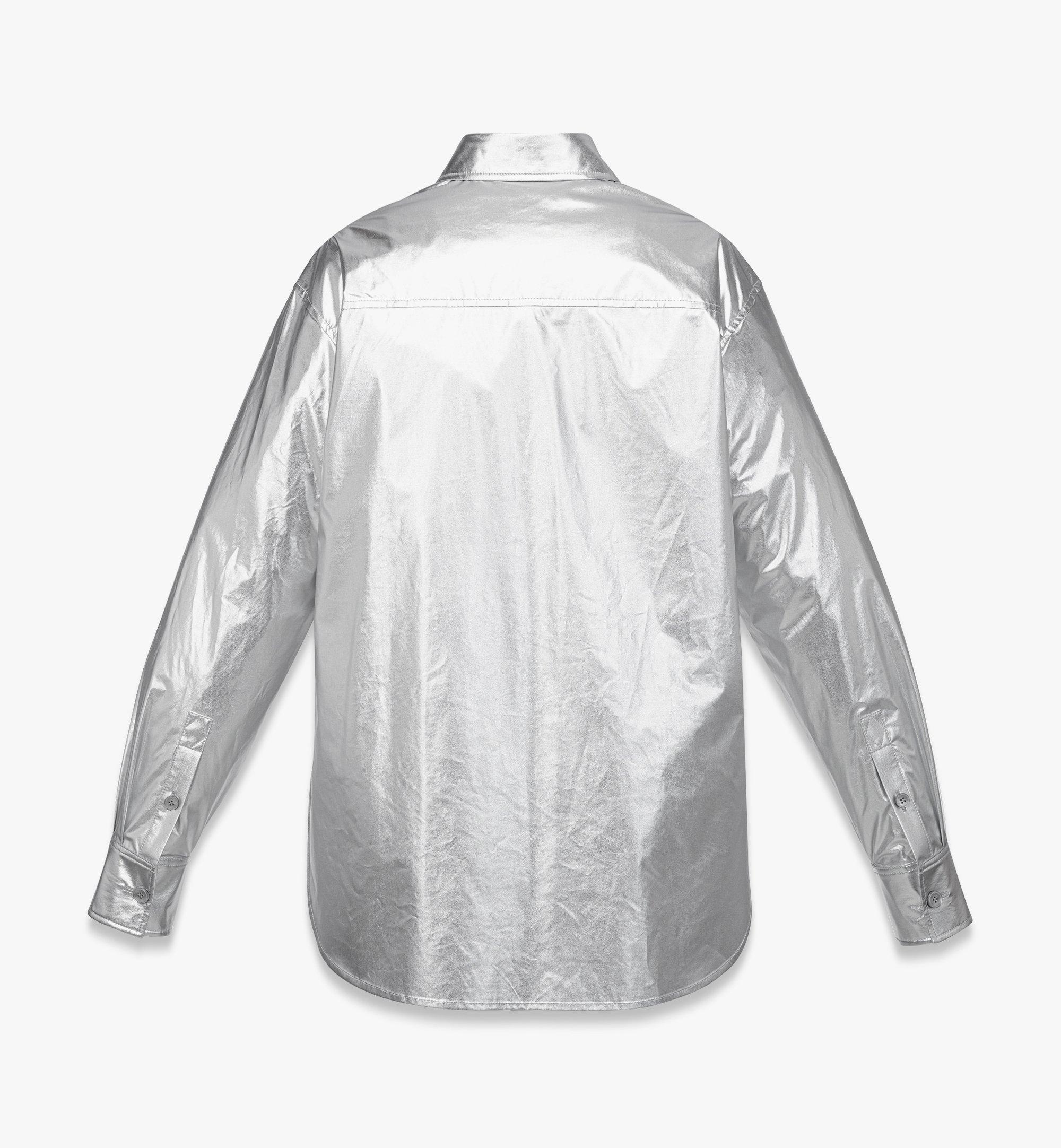 MCM Oversized Shirt in Metallic Polyester Silver MFHEAMM03SV038 Alternate View 1