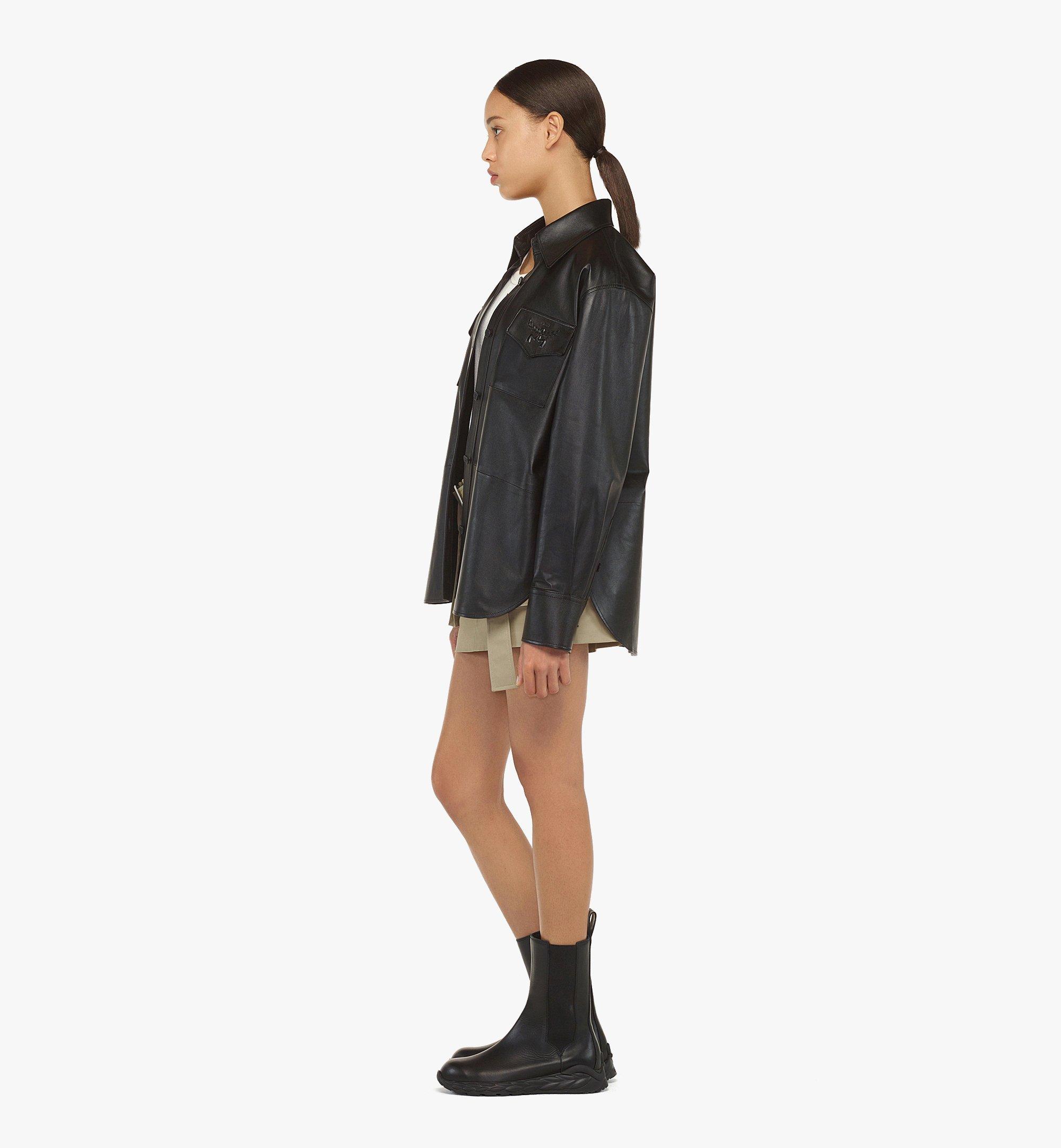 MCM Shirt in Lamb Leather Black MFHEAMM04BK042 Alternate View 2
