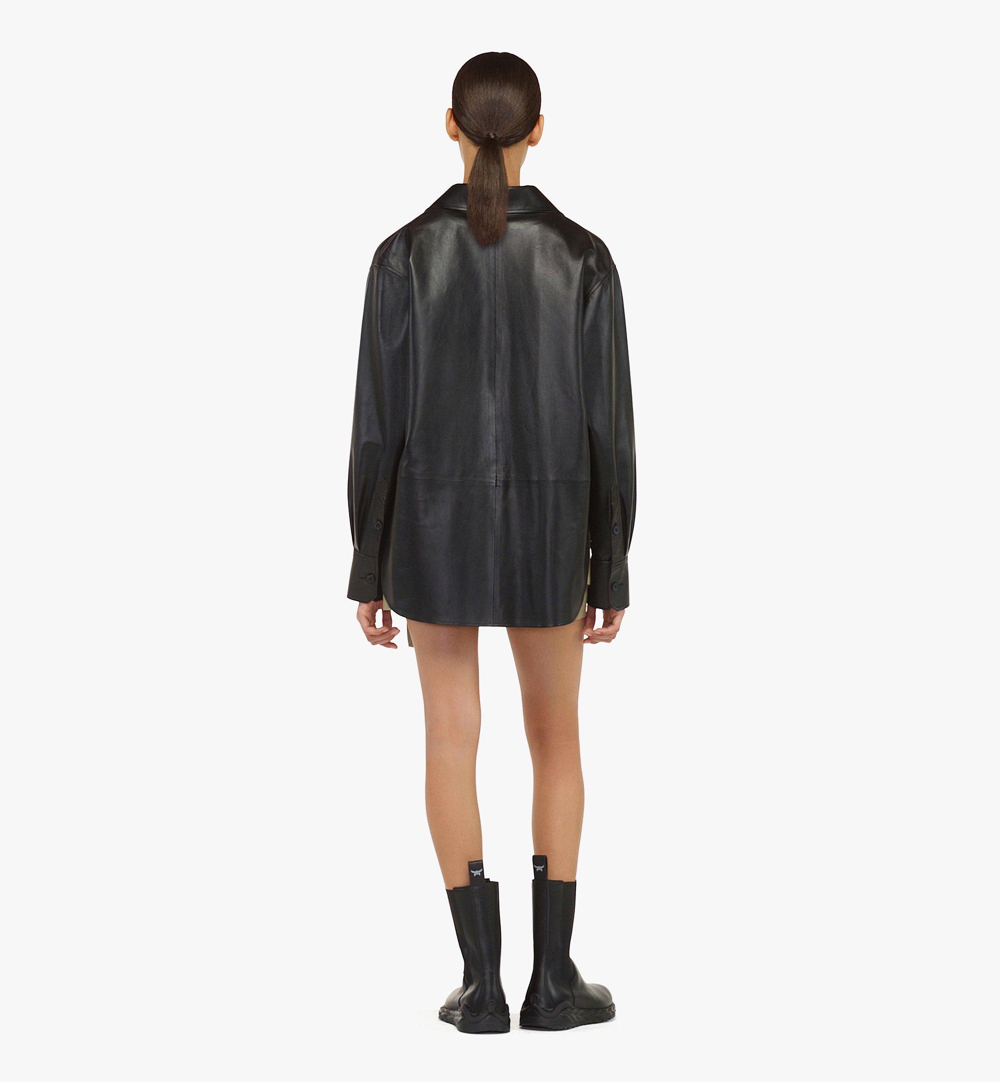 MCM Shirt in Lamb Leather Black MFHEAMM04BK042 Alternate View 3