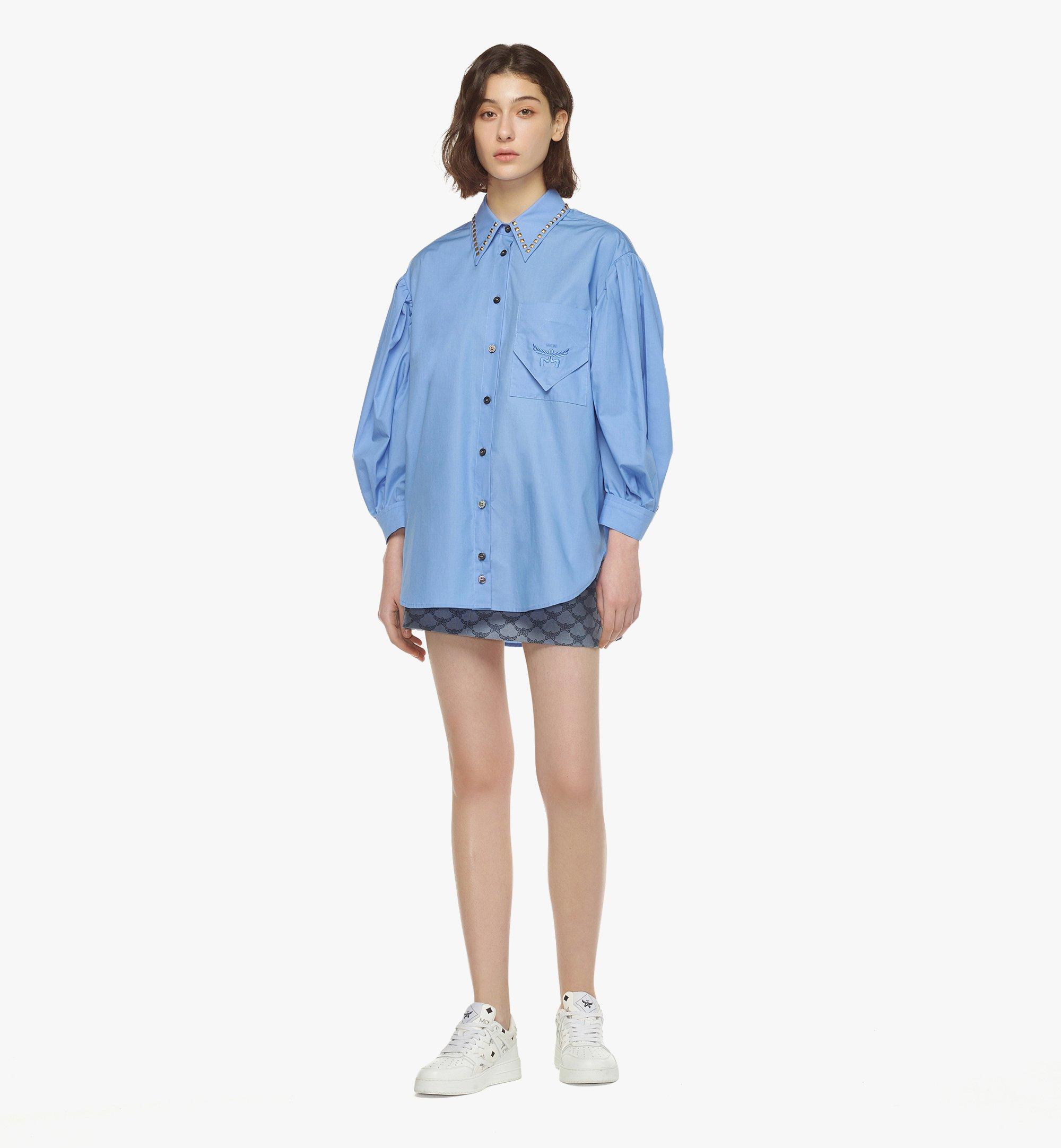 40 IT Three-Quarter Puff Sleeve Oversized Shirt Blue | MCM ®US