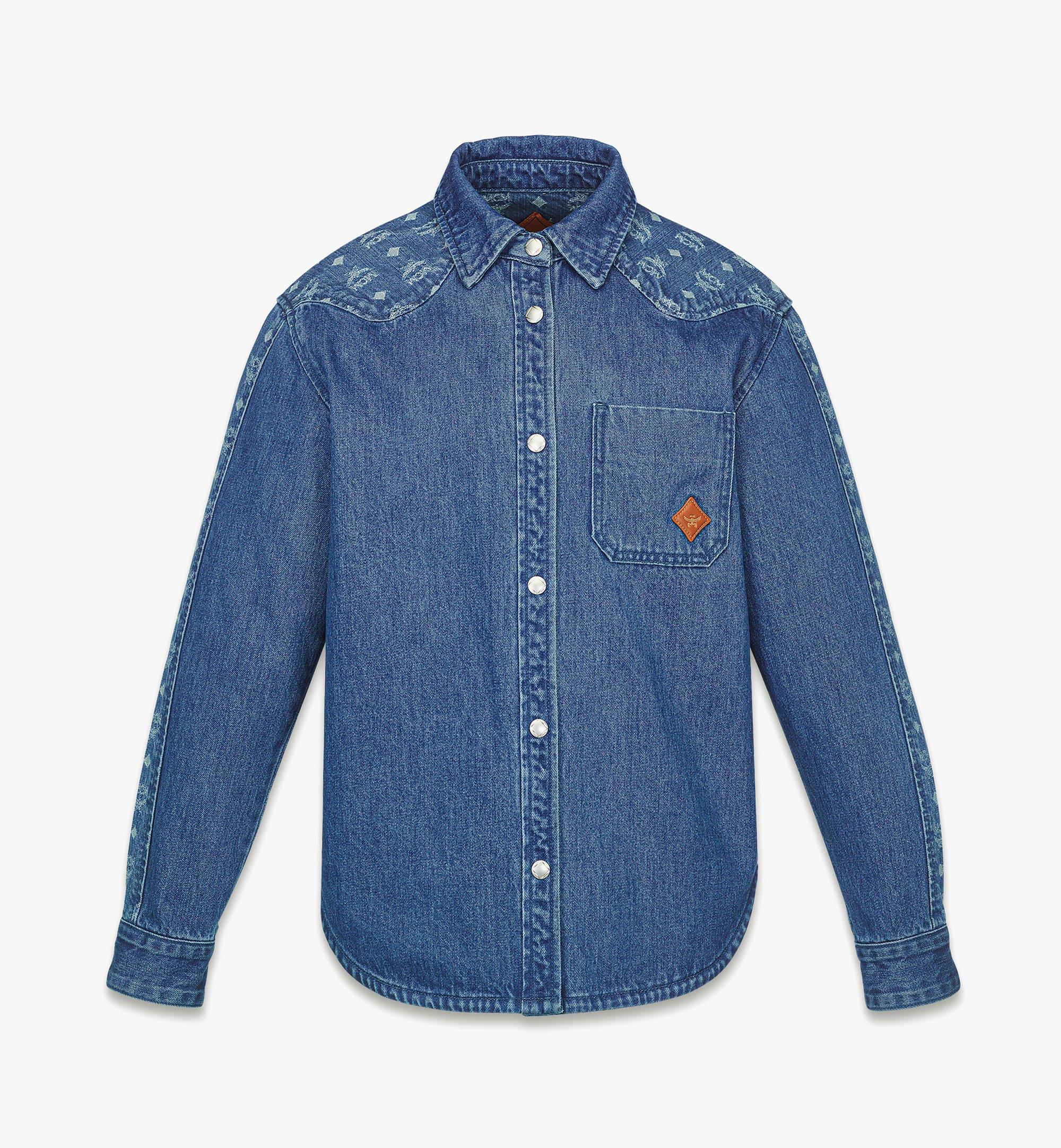 Jacke in Denim-Jacquard mit Monogramm