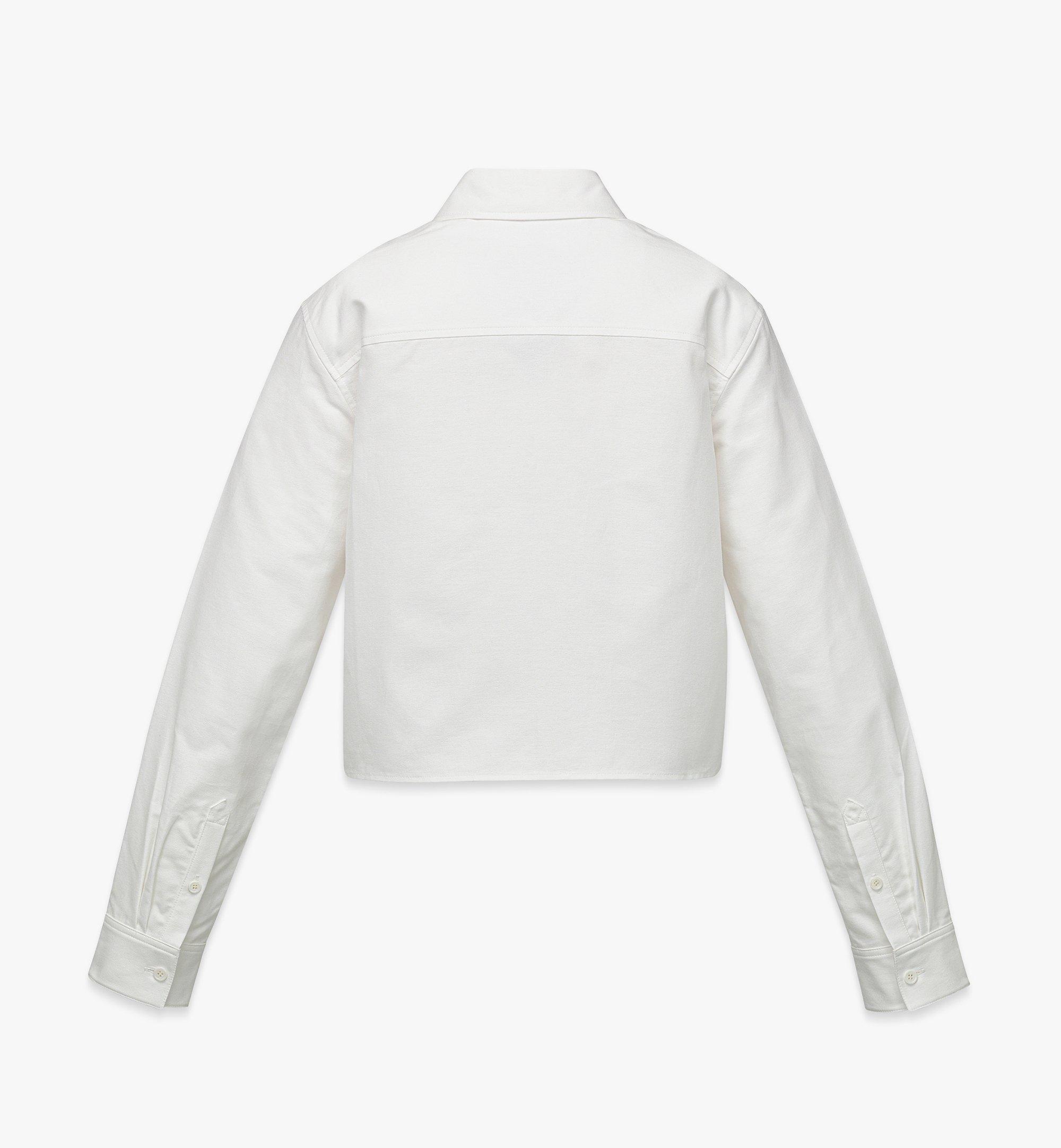 MCM Cropped Oxford Shirt with Jacquard Pocket White MFHFSMM01WT040 Plus de photos 1