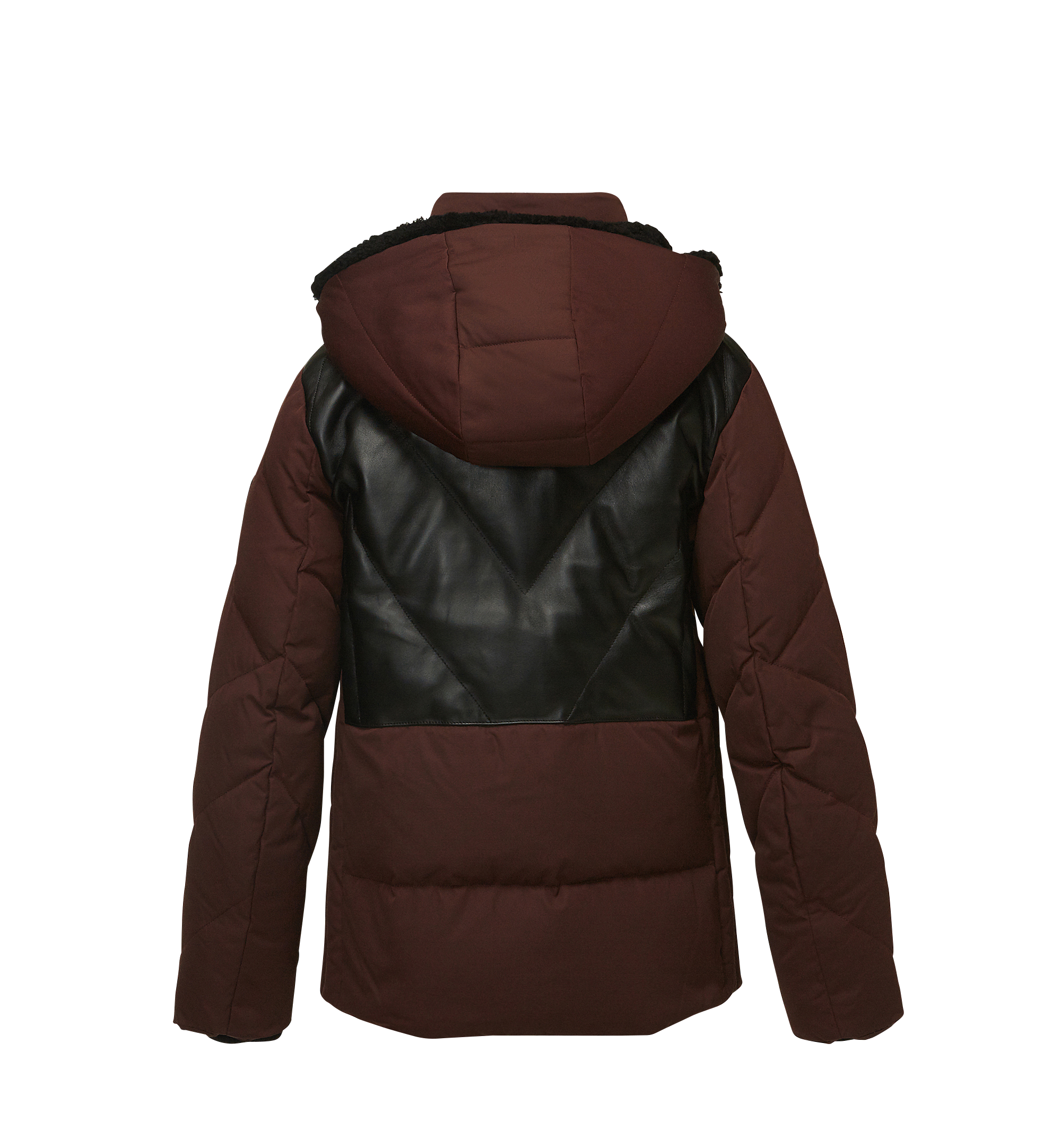 MCM Unisex Hooded Puffer Jacket with Leather Detailing BROWN MFJ7AMM37NK00S Alternate View 2