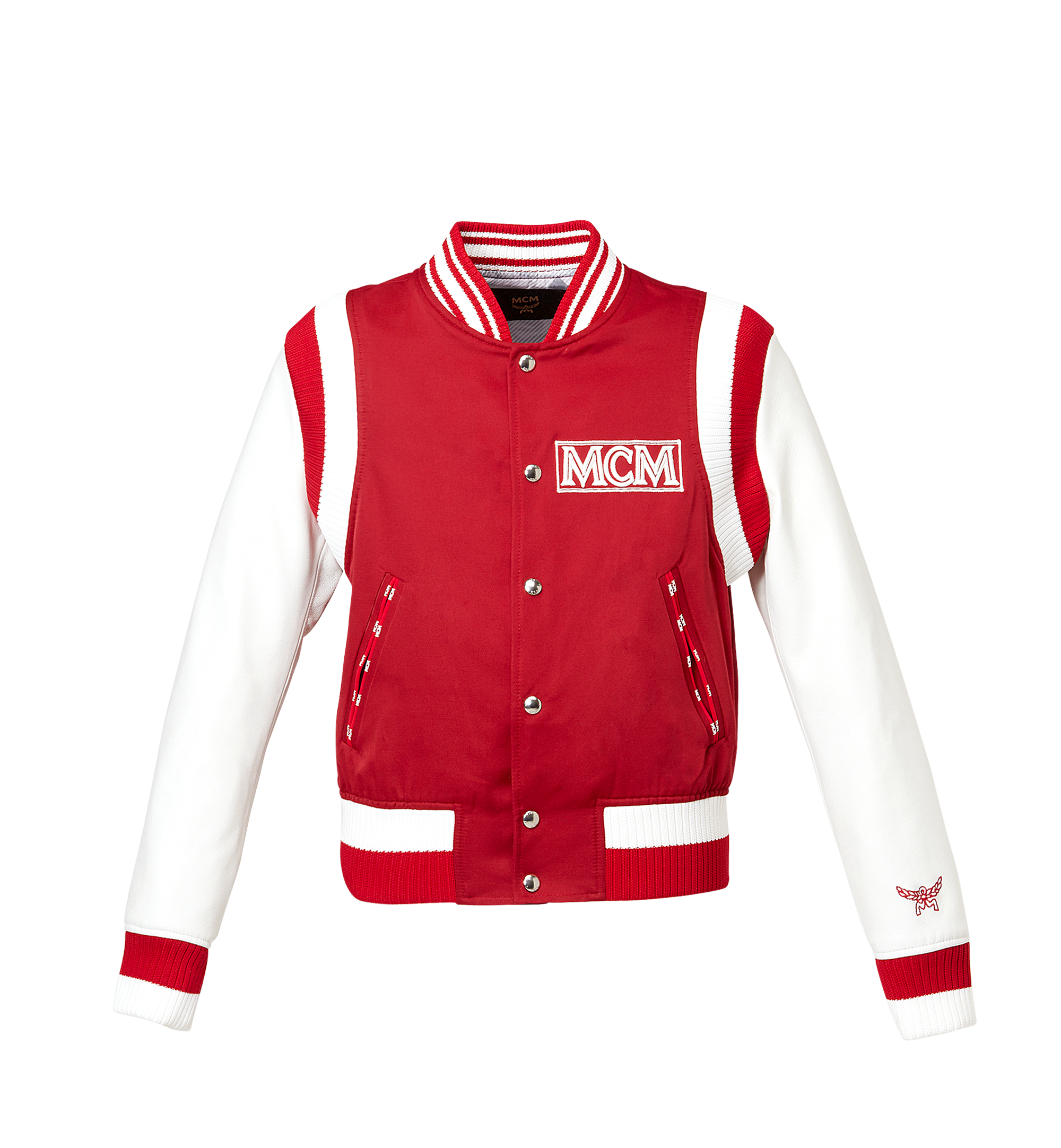 MCM Women's Classic Logo Stadium Jacket Red MFJ8SMM34RU00L Alternate View 1