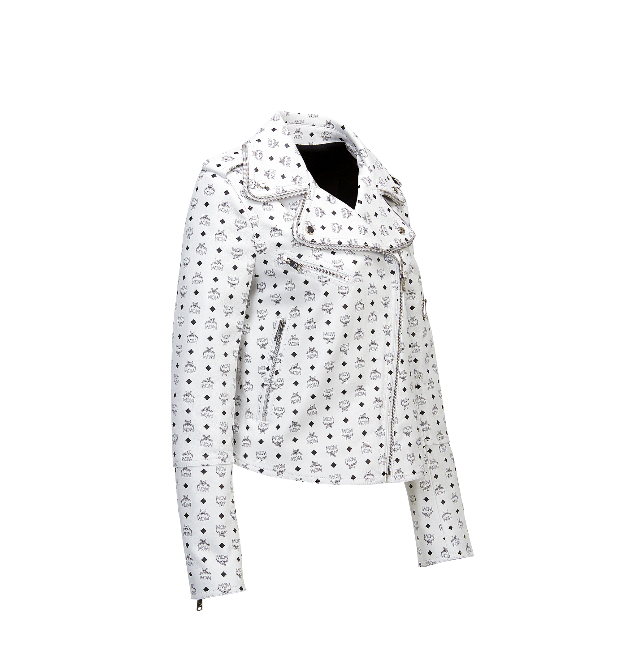 MCM Damen-Bikerjacke aus Leder mit Visetos-Aufdruck BEIGE MFJ8SMM63WI00L Noch mehr sehen 1