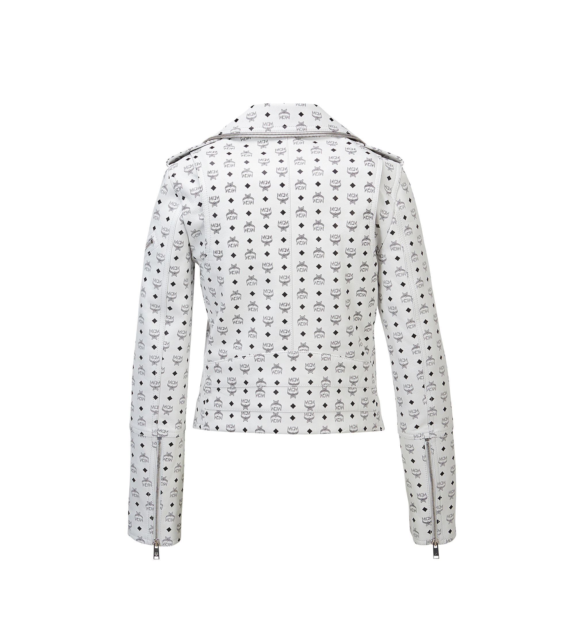 MCM Damen-Bikerjacke aus Leder mit Visetos-Aufdruck BEIGE MFJ8SMM63WI00L Noch mehr sehen 2