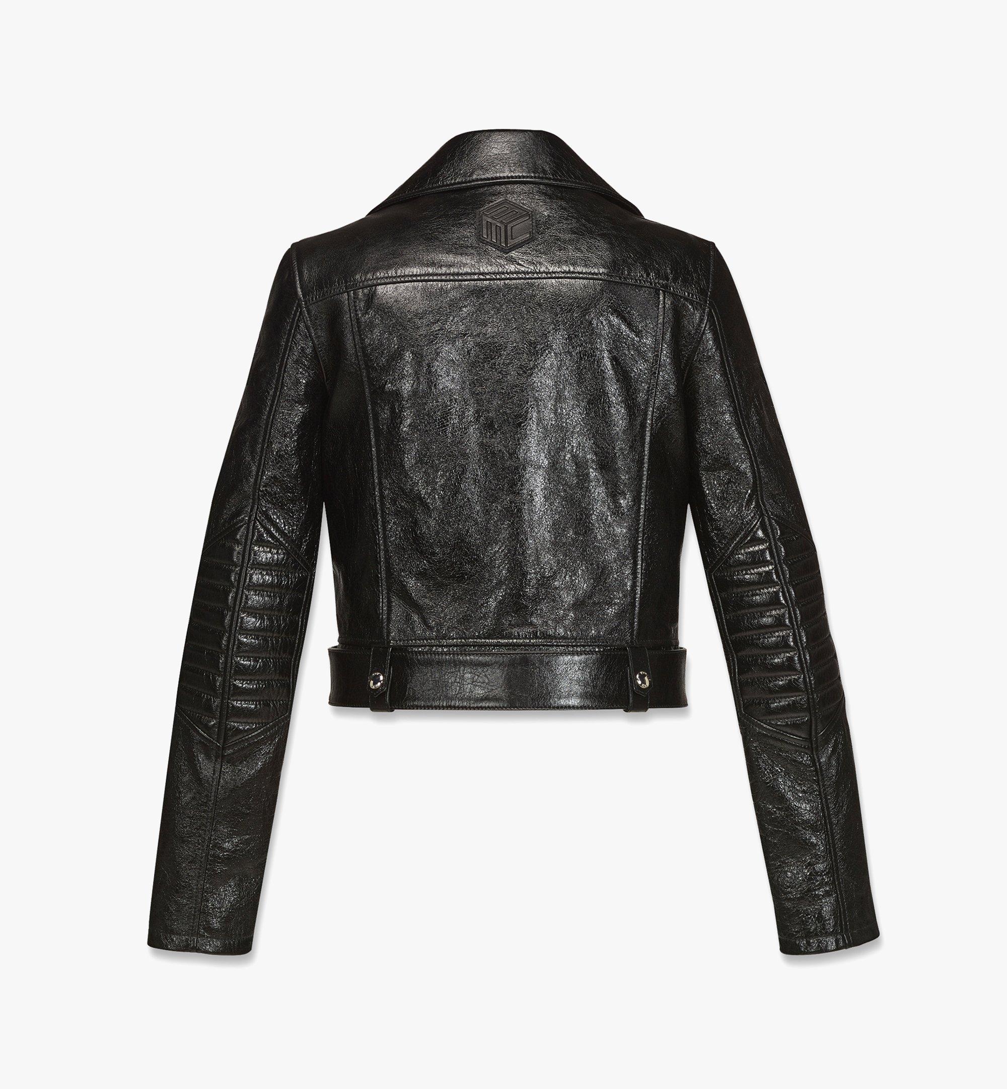 MCM MCMotor Cropped Biker Jacket in Lamb Leather Black MFJBAMM03BK00M Alternate View 1