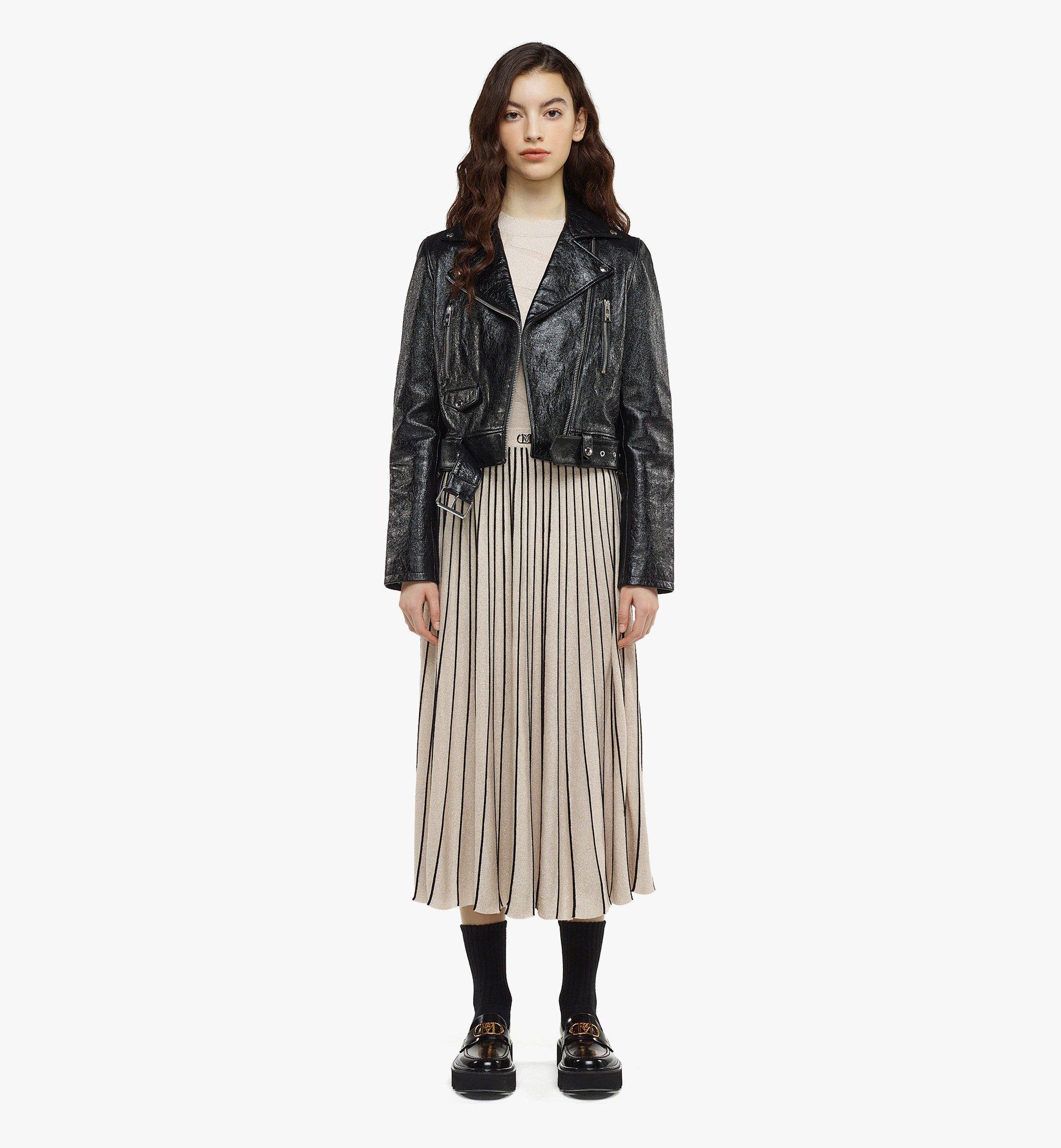 MCM MCMotor Cropped Biker Jacket in Lamb Leather Black MFJBAMM03BK00M Alternate View 2