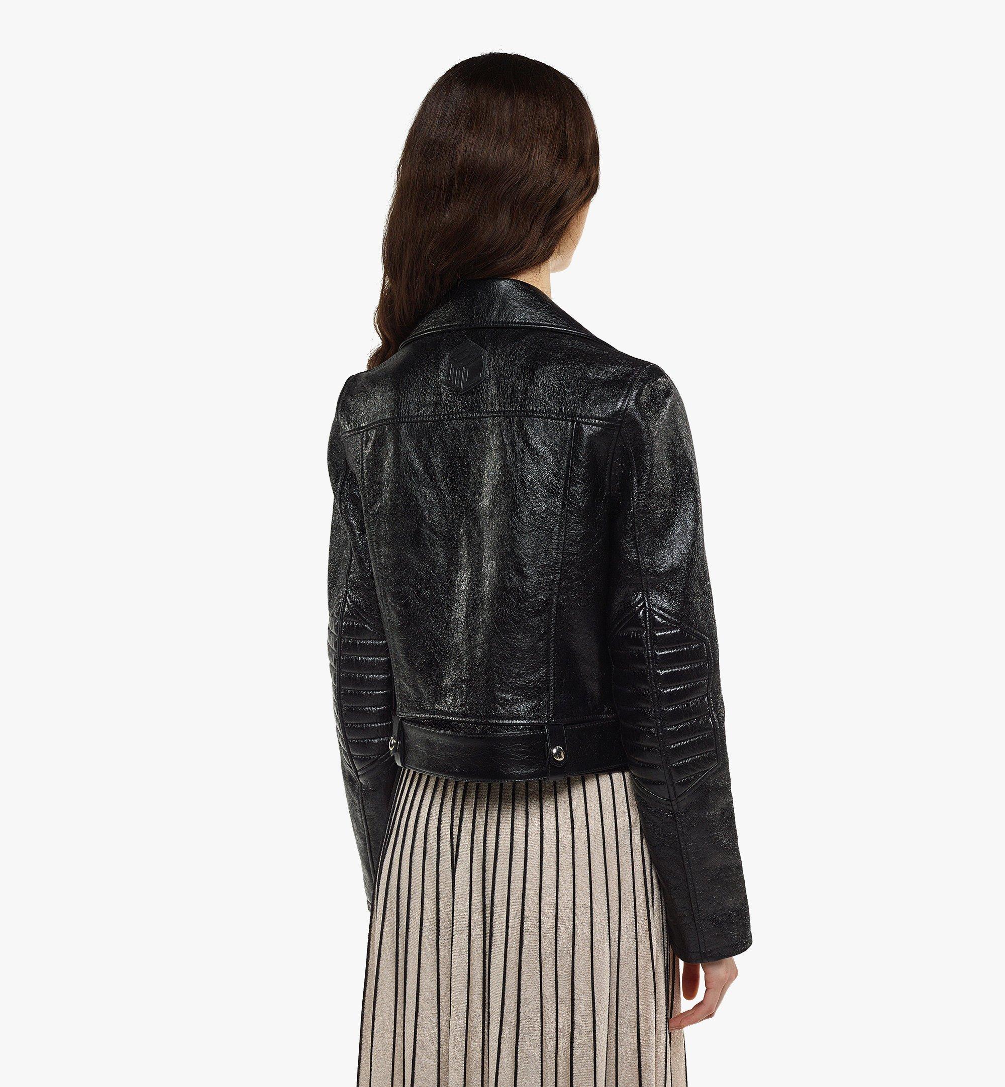 MCM MCMotor Cropped Biker Jacket in Lamb Leather Black MFJBAMM03BK00M Alternate View 3