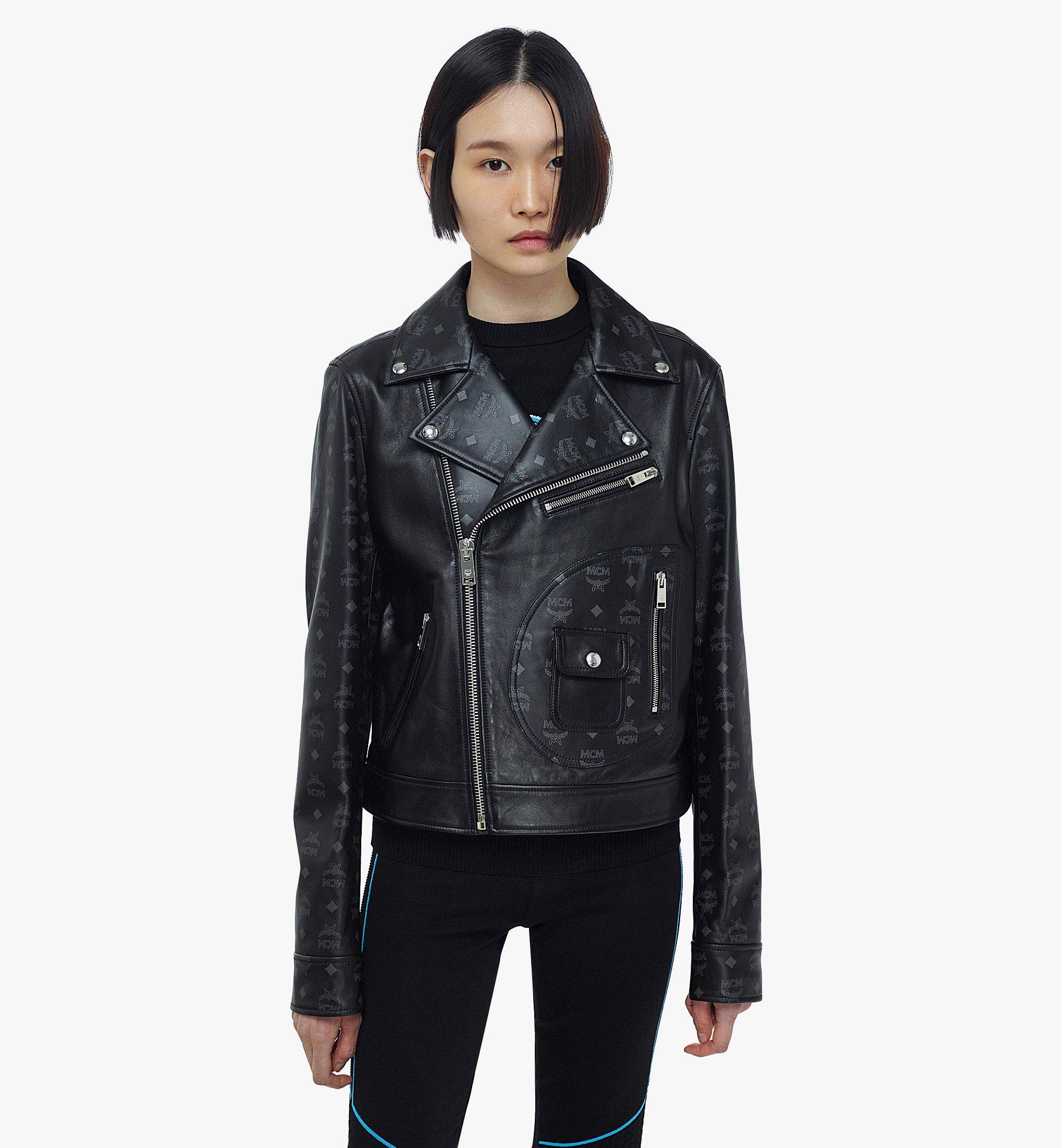 mcm black leather jacket