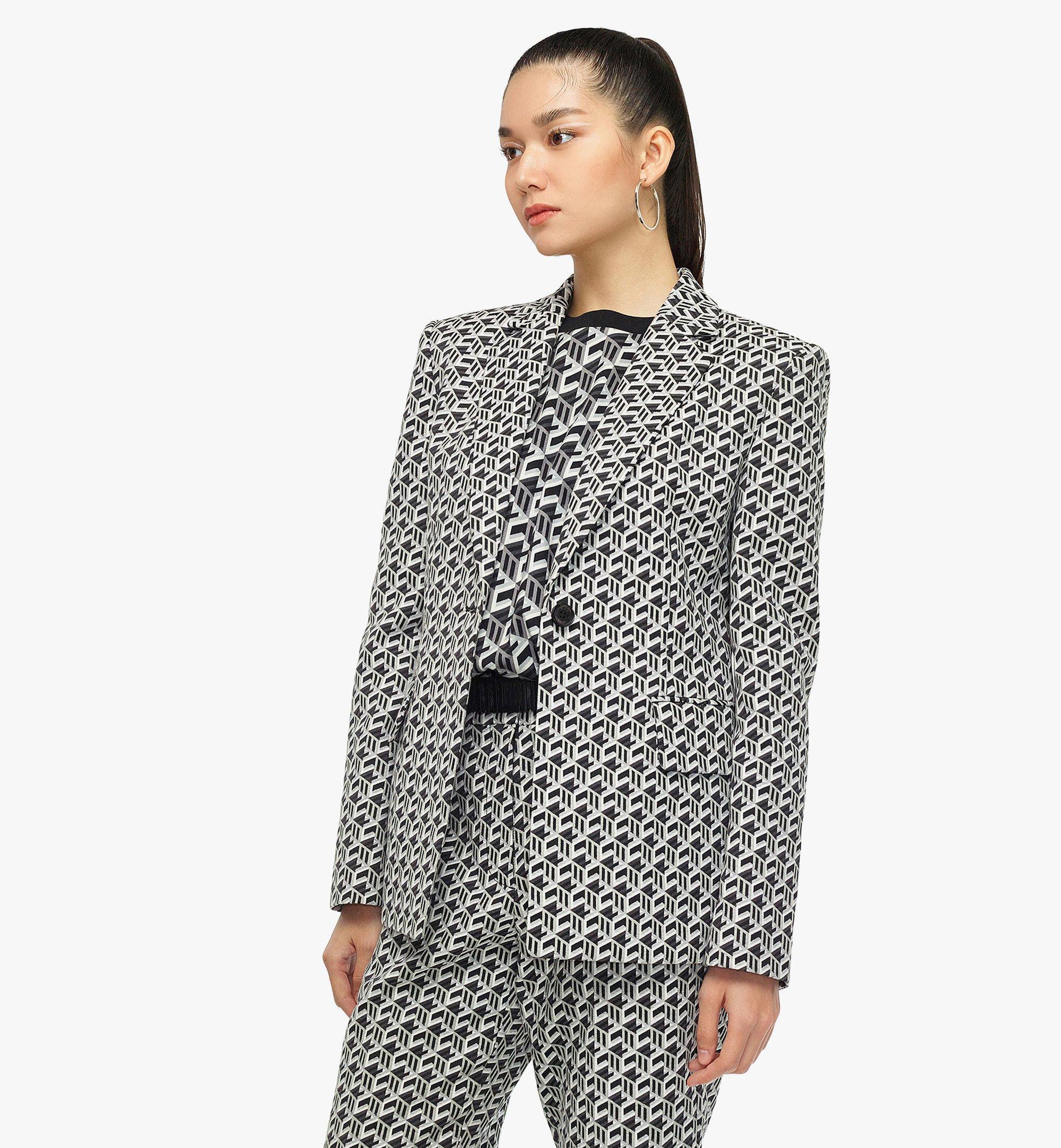 MCM Women’s Cubic Monogram Jacquard Wool Blazer Black MFJCSCK05BK0XL Alternate View 2