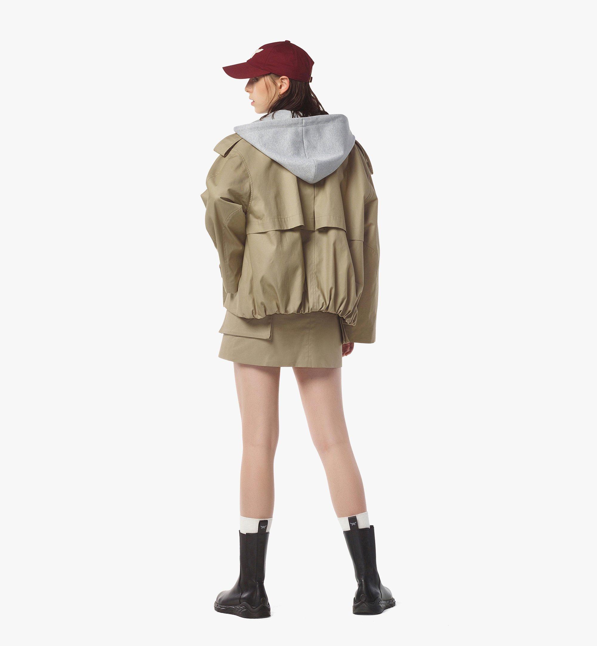 MCM Oversized Cropped Trench Coat w/ Detachable Hood Beige MFJEAMM05IG00M Alternate View 3