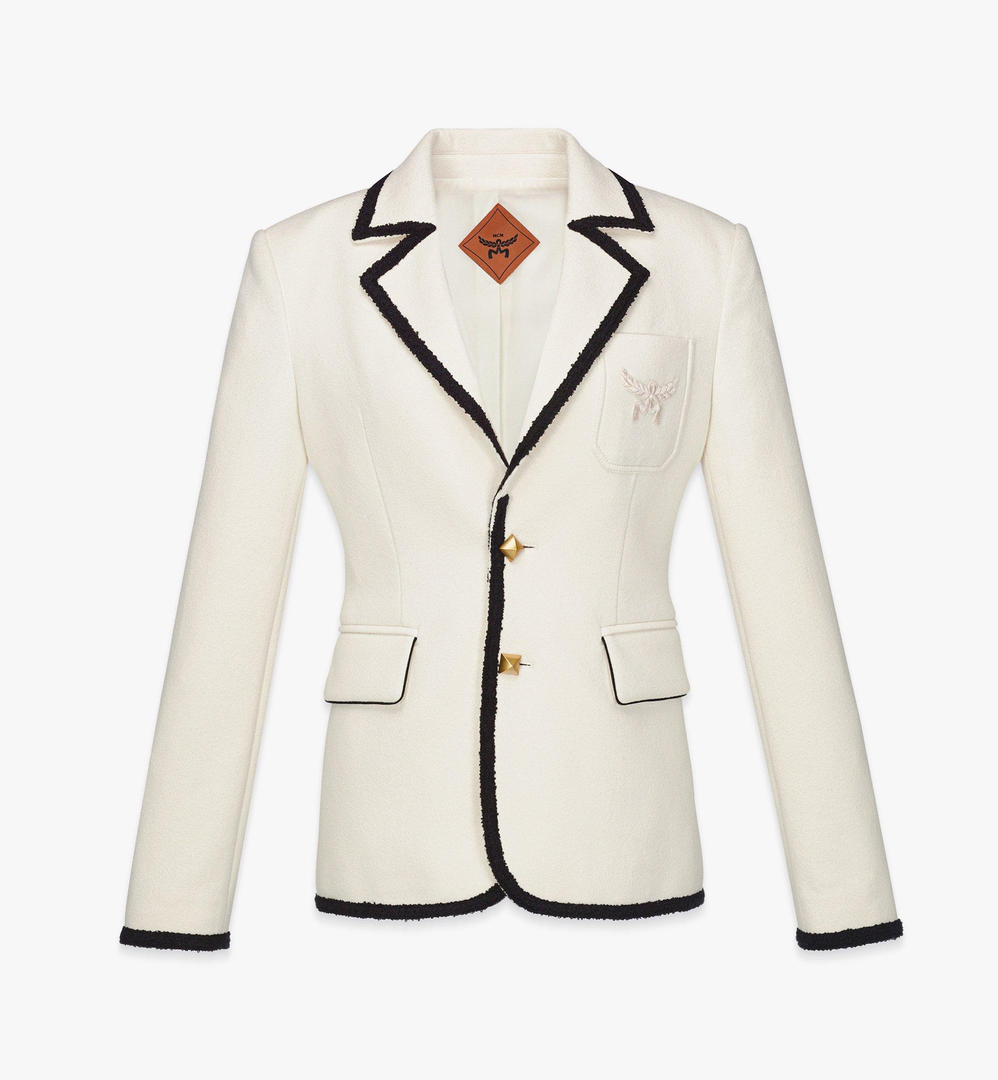 White blazer with black trim cheap women's