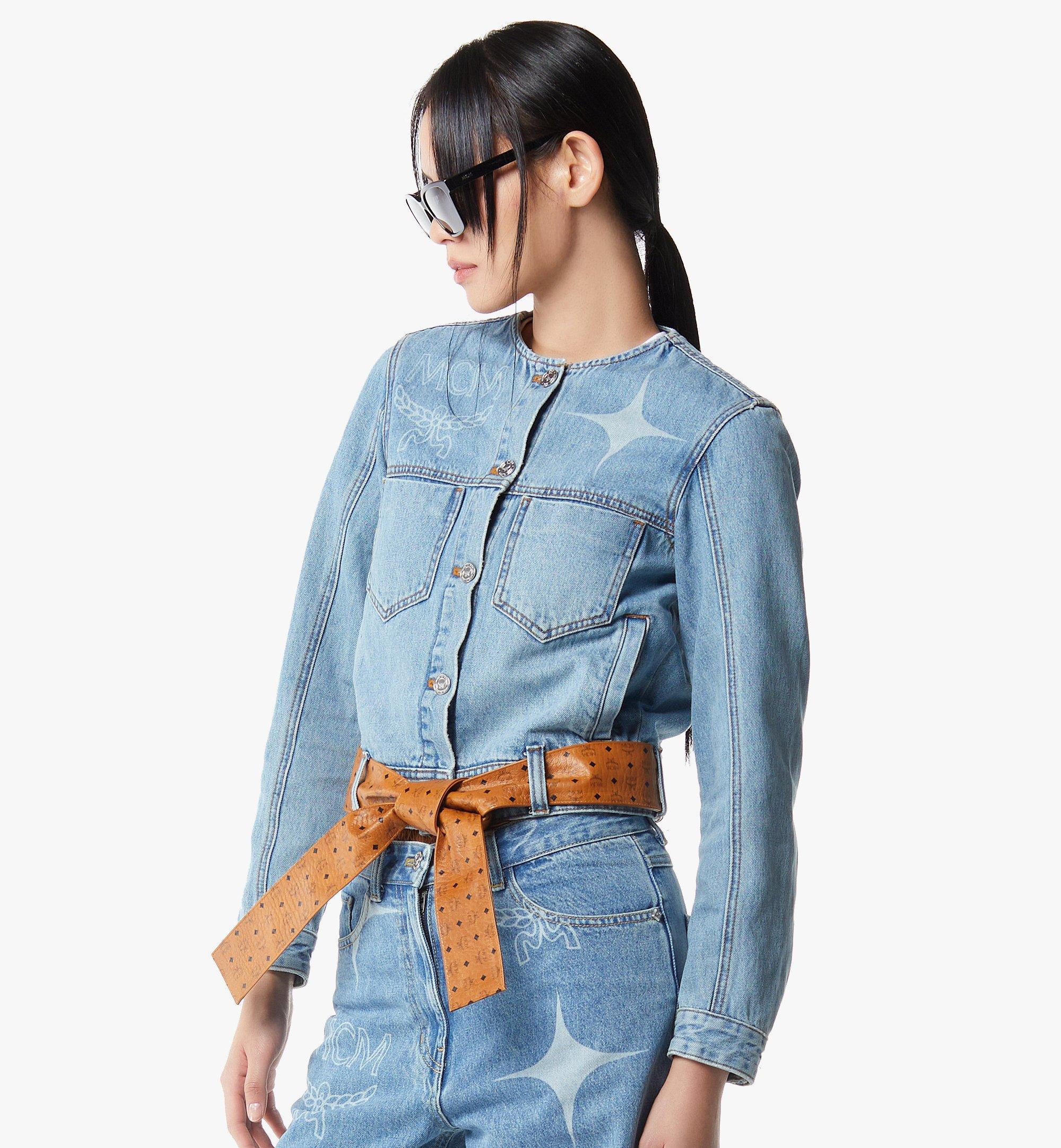 MCM Veste en jean Constellation avec ceinture en cuir monogrammé Blue MFJGSMM051H040 Plus de photos 4