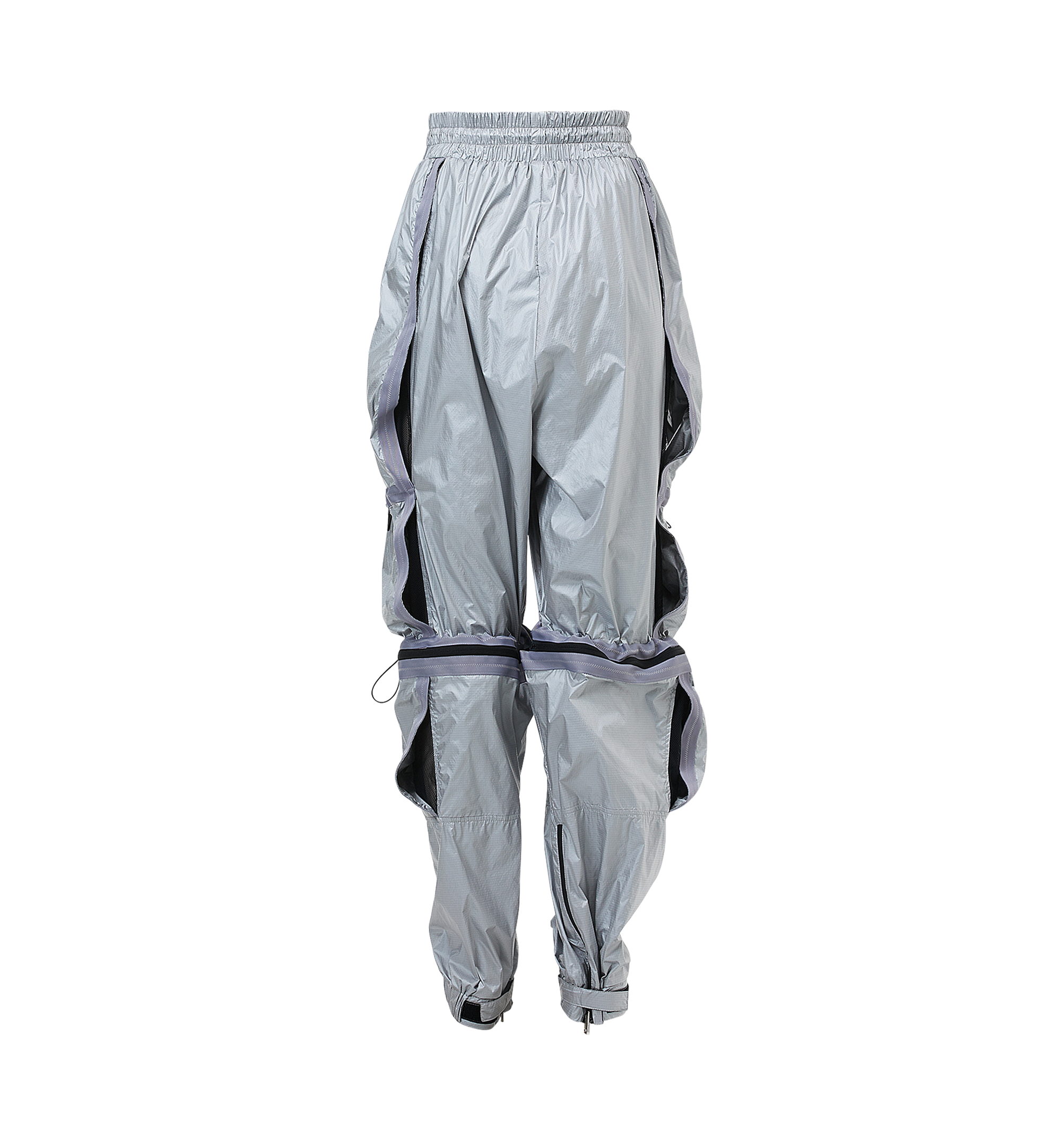 silver parachute pants