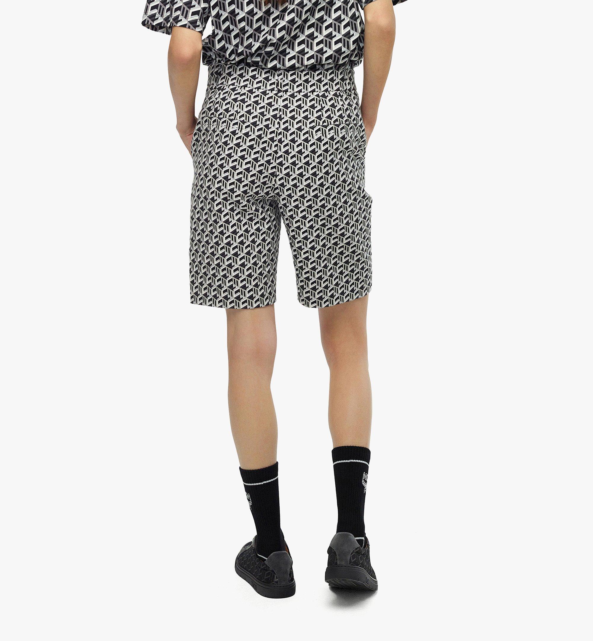 MCM Women’s Cubic Monogram Jacquard Wool Shorts Black MFPCSCK08BK0XL 更多视角 2