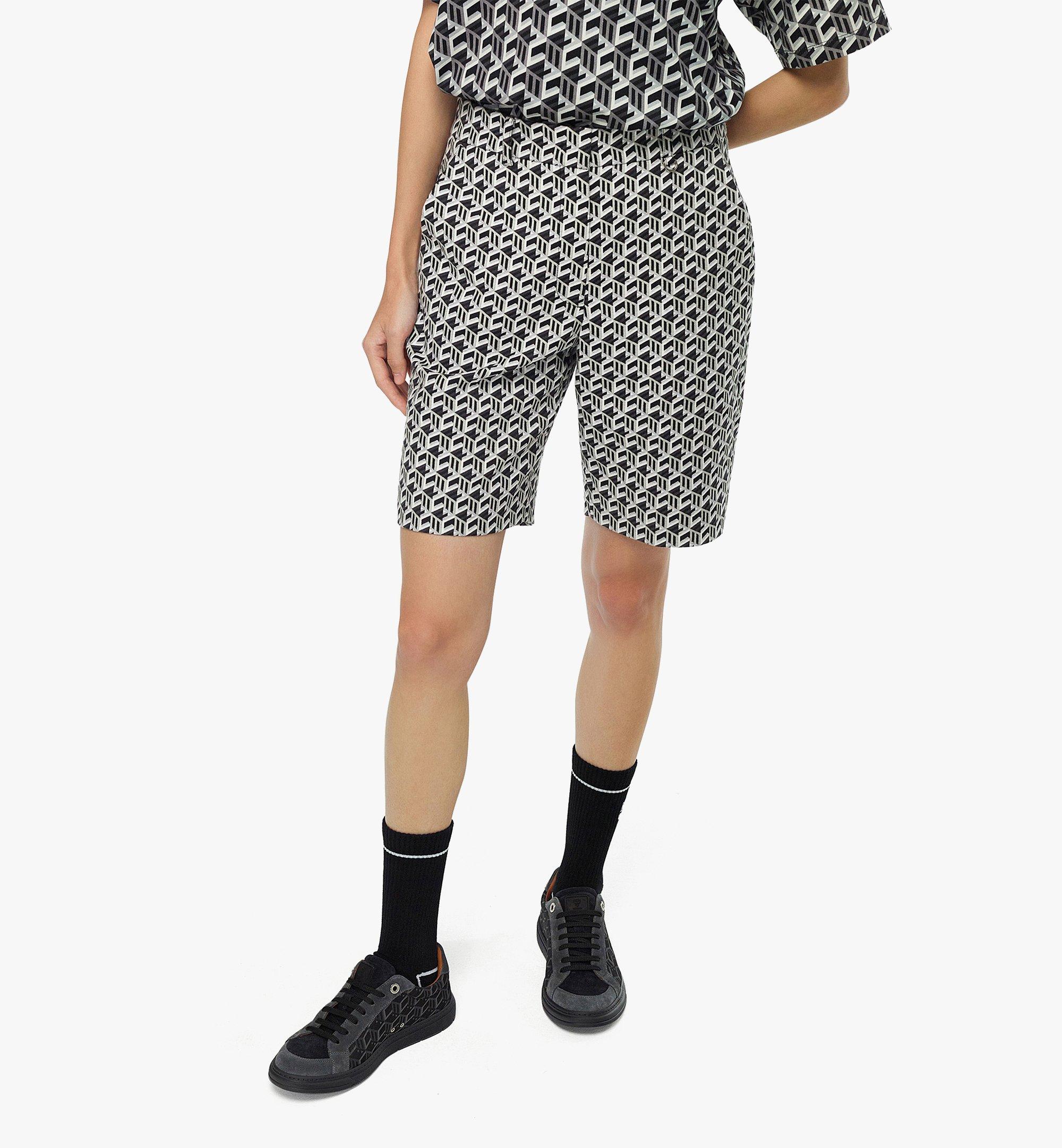 MCM Women’s Cubic Monogram Jacquard Wool Shorts Black MFPCSCK08BK0XL 更多视角 3
