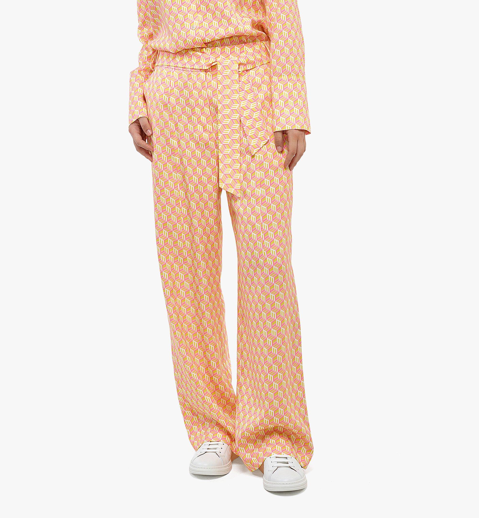 MCM Women’s Cubic Monogram Printed Pants in TENCEL™ Yellow MFPCSMM01Y50XL Alternate View 2