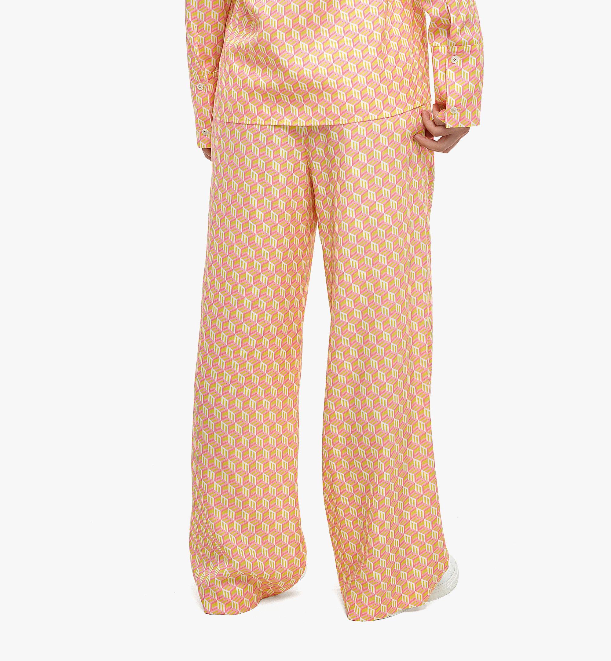 MCM Women’s Cubic Monogram Printed Pants in TENCEL™ Yellow MFPCSMM01Y50XL Alternate View 2