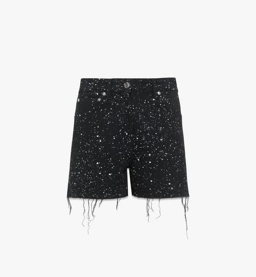 Denim-Shorts mit gedrucktem Galaxy-Motiv