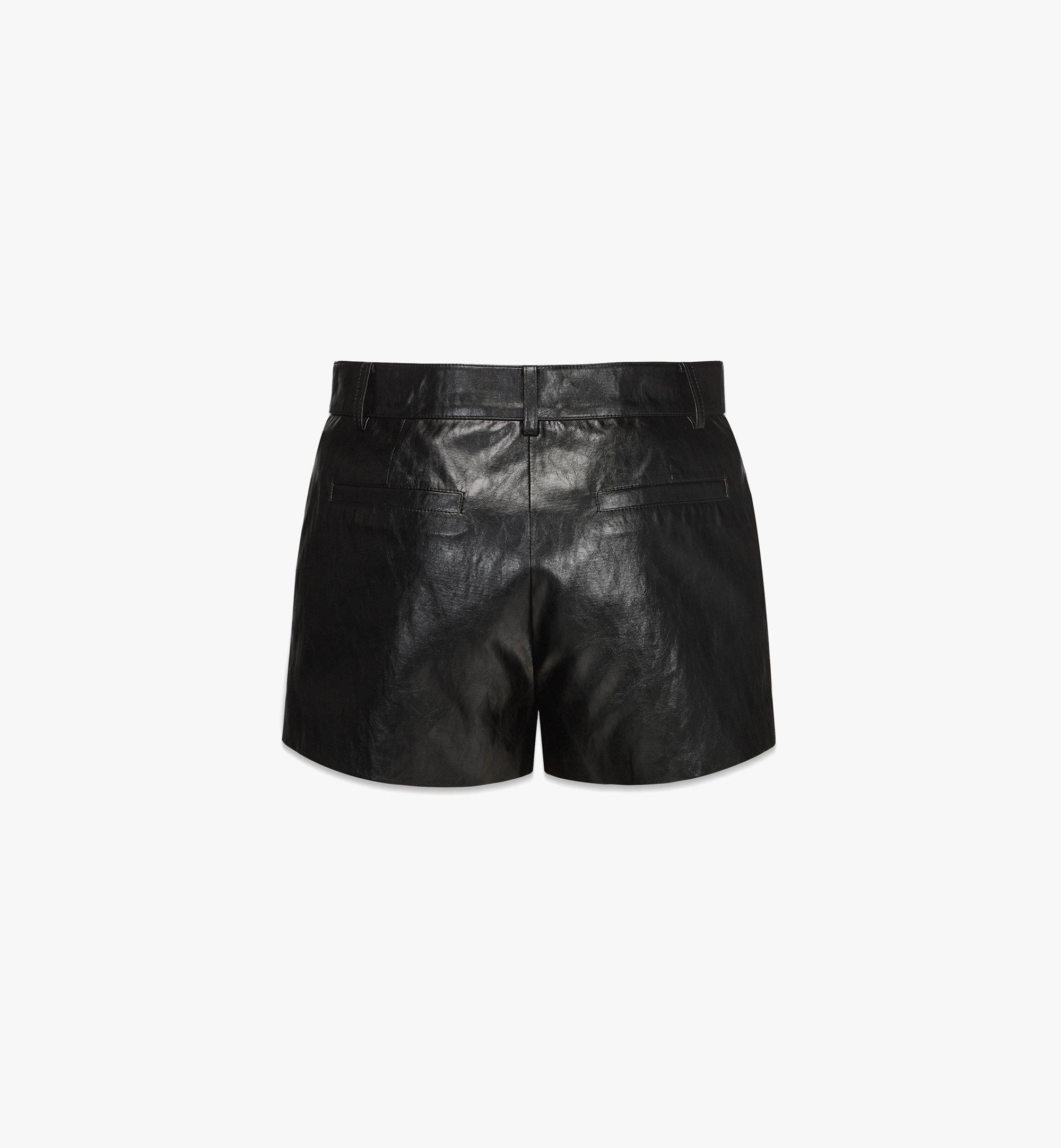 MCM Women’s Shorts in Crushed Faux Leather Black MFPDSMM02BK00M Alternate View 1