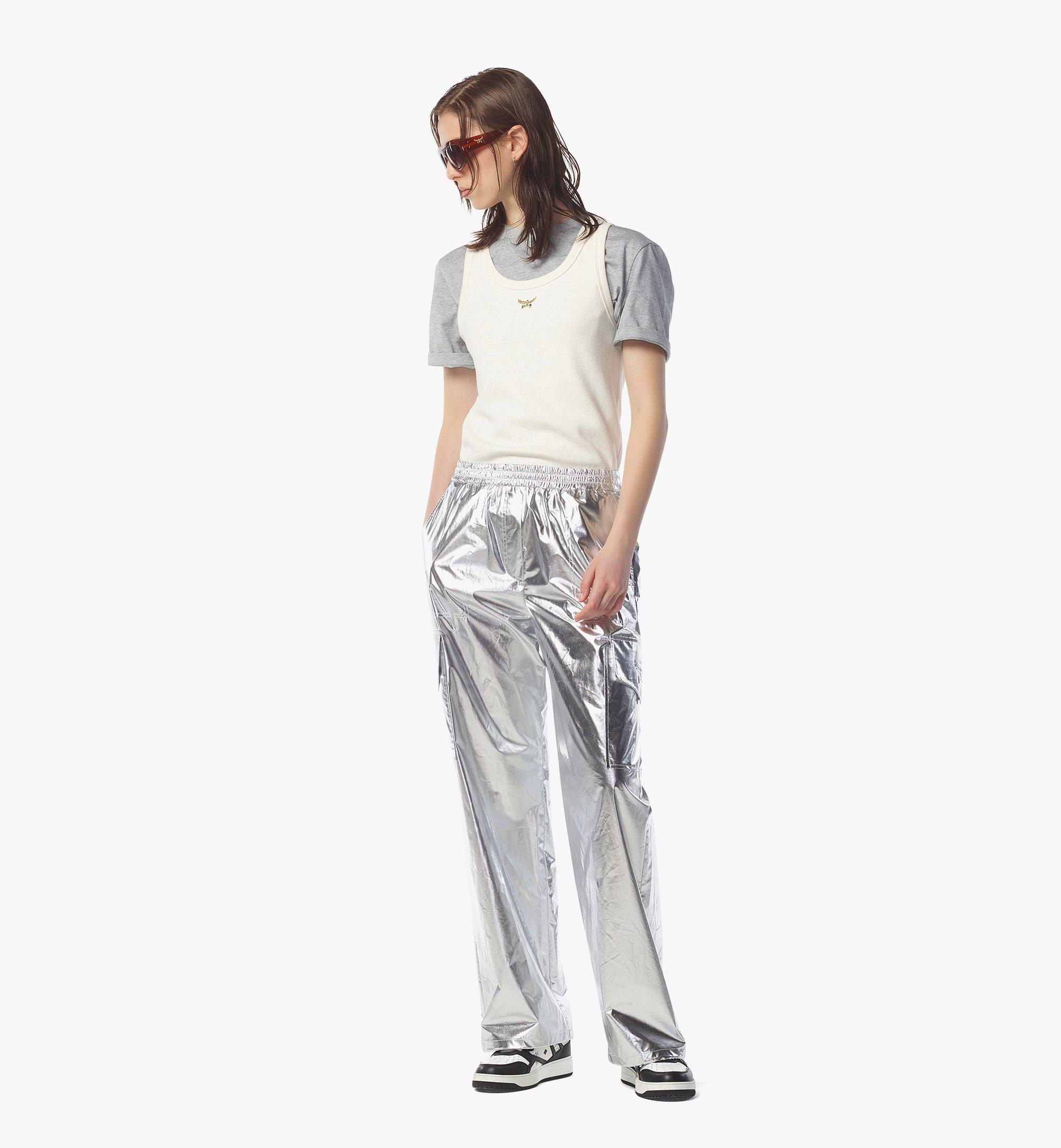 MCM Cargo Pants in Metallic Polyester Silver MFPEAMM03SV00M Alternate View 2