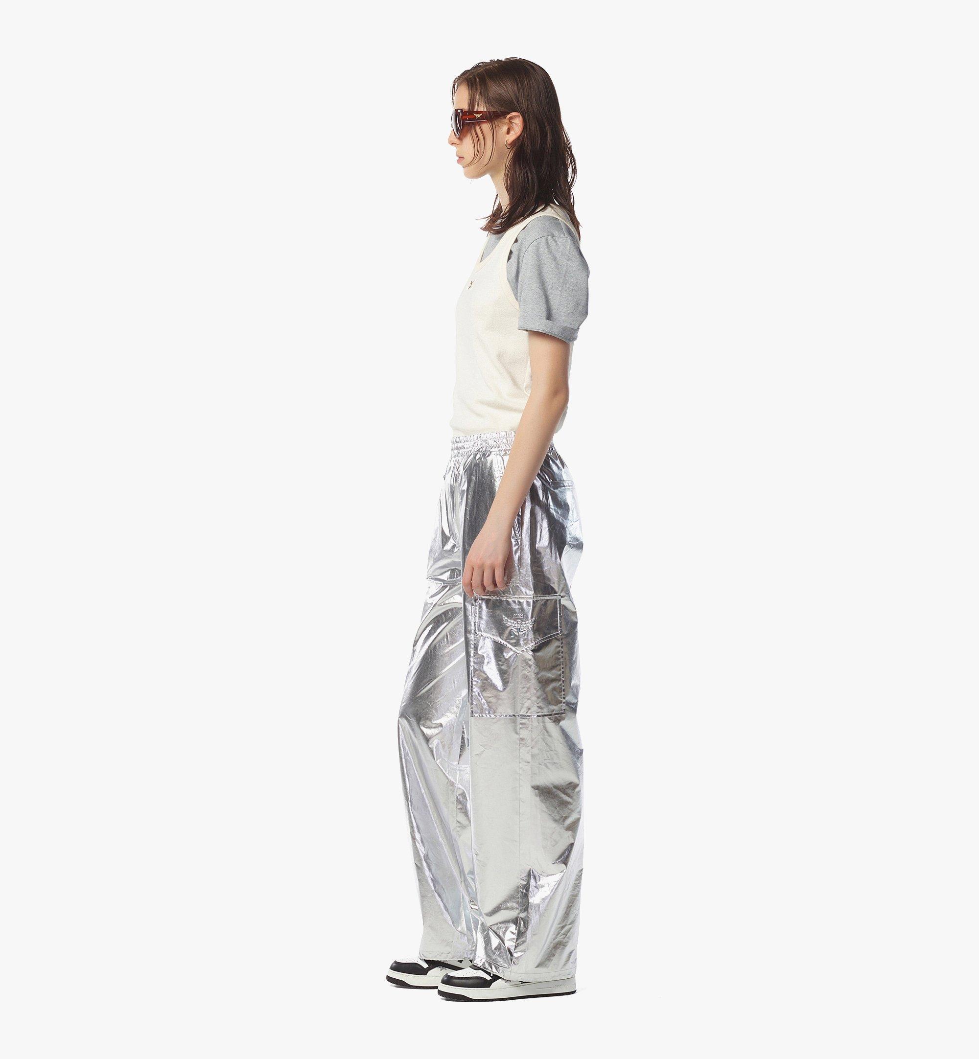 MCM Cargo Pants in Metallic Polyester Silver MFPEAMM03SV00M Alternate View 1