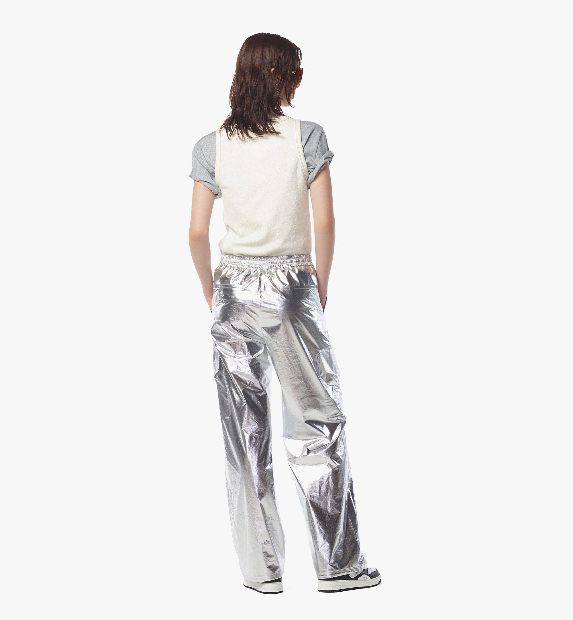 MCM Cargo Pants in Metallic Polyester Silver MFPEAMM03SV00S Alternate View 2