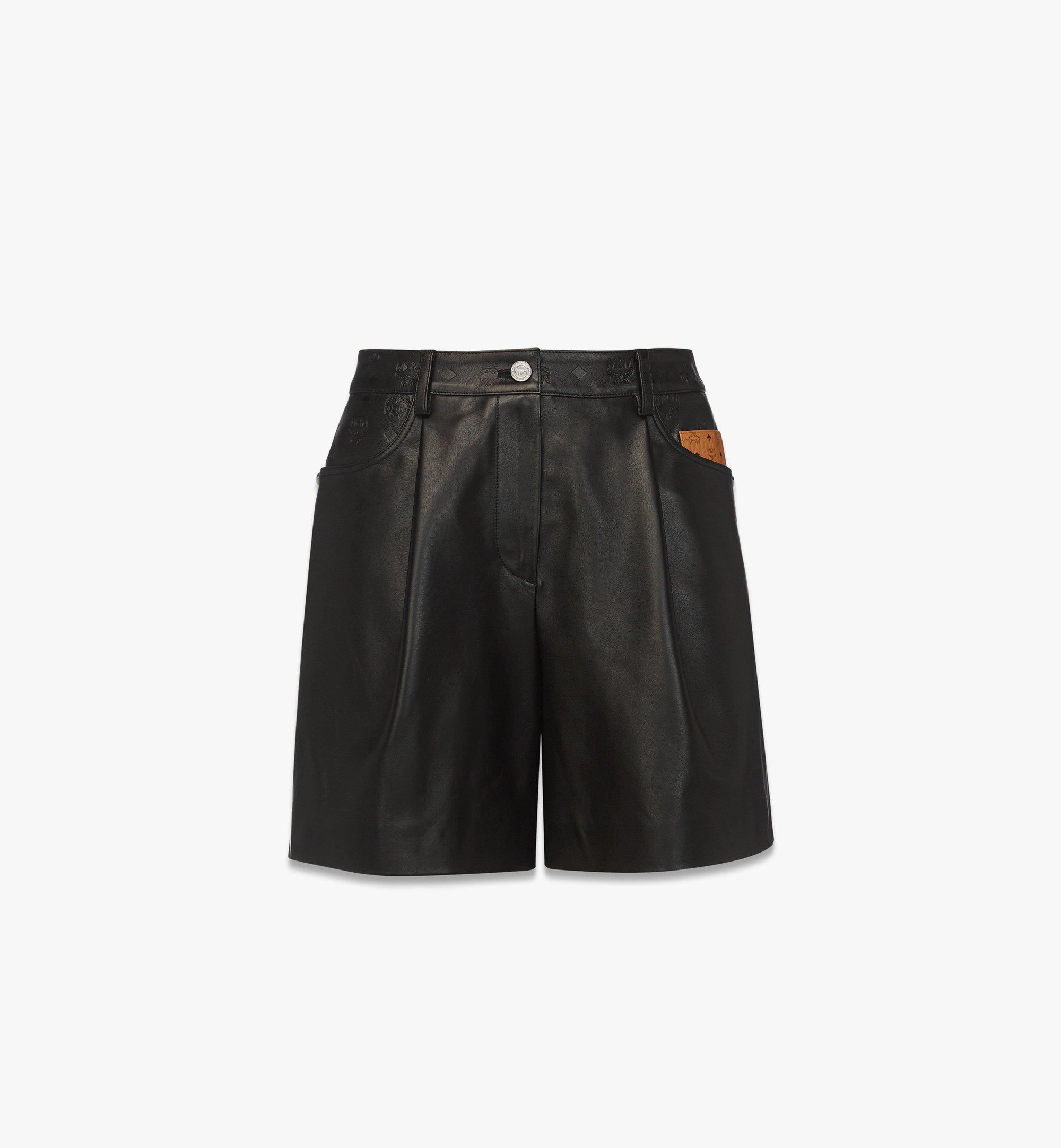 MCM Bermuda Shorts in Lamb Leather Black MFPFAMM02BK040 Alternate View 1
