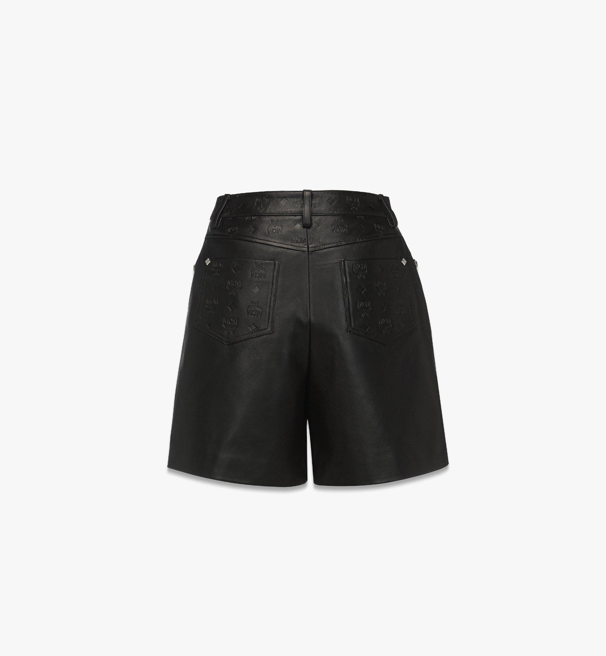 MCM Bermuda Shorts in Lamb Leather Black MFPFAMM02BK040 Alternate View 1