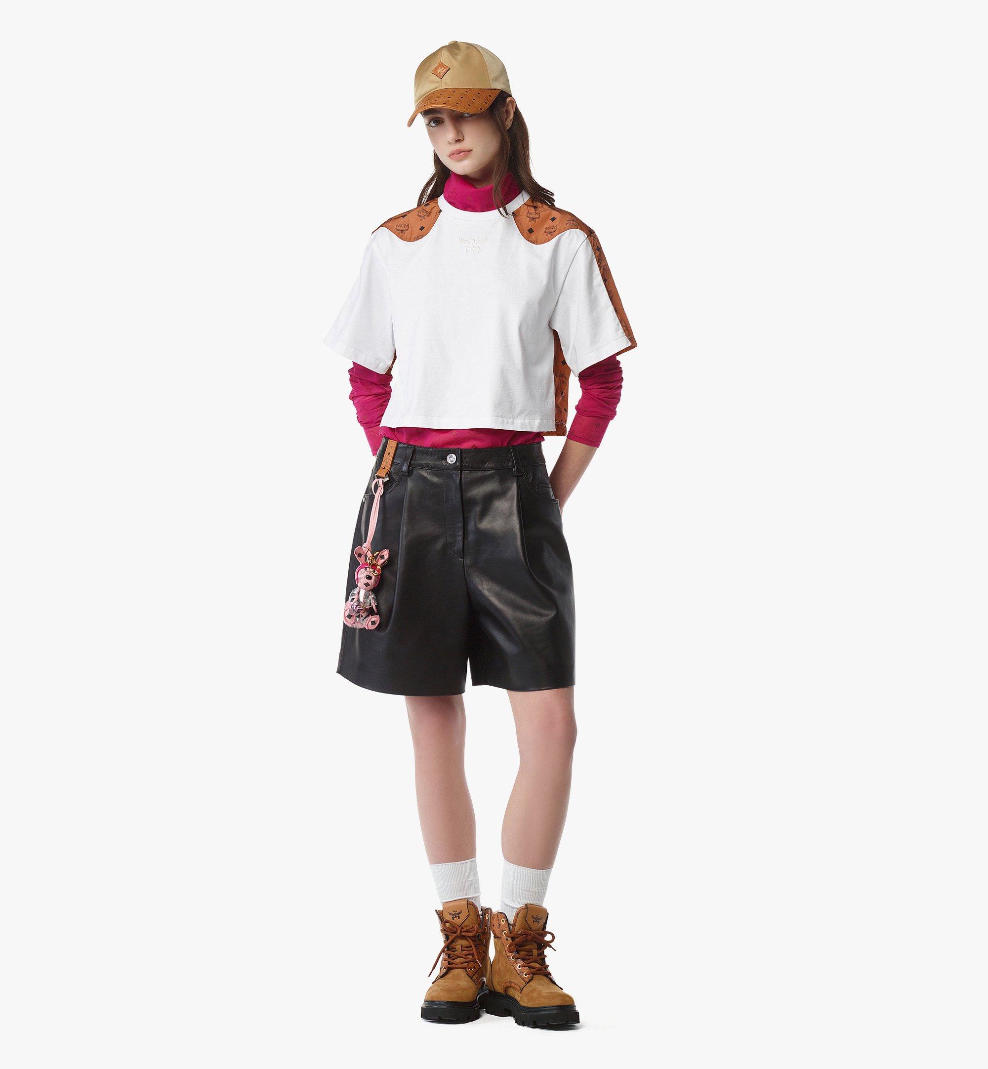 MCM Bermuda Shorts in Lamb Leather Black MFPFAMM02BK044 Alternate View 2