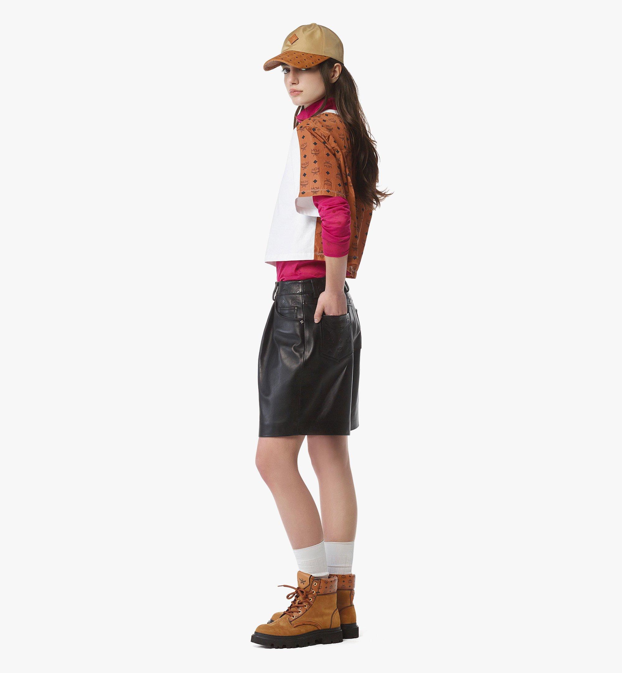 MCM Bermuda Shorts in Lamb Leather Black MFPFAMM02BK044 Alternate View 2