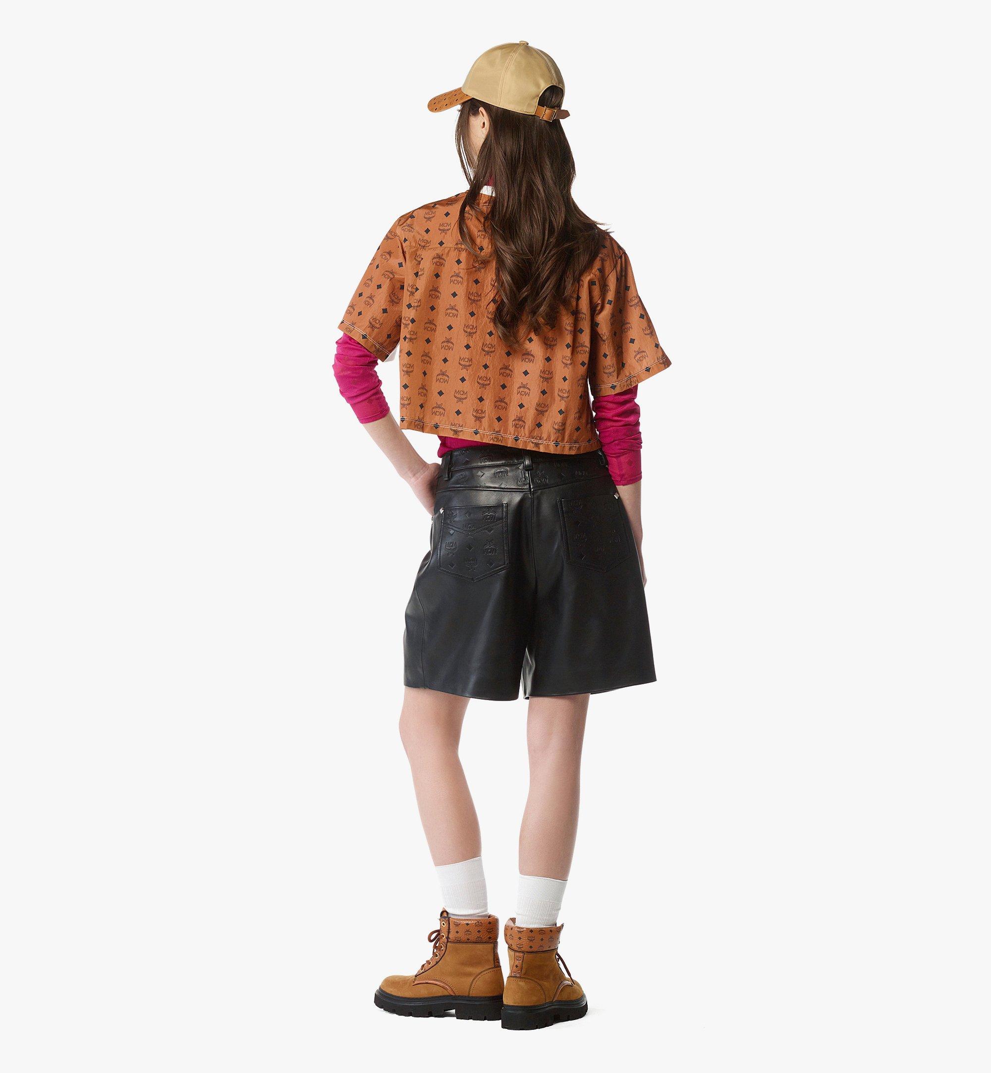 MCM Bermuda Shorts in Lamb Leather Black MFPFAMM02BK044 Alternate View 3