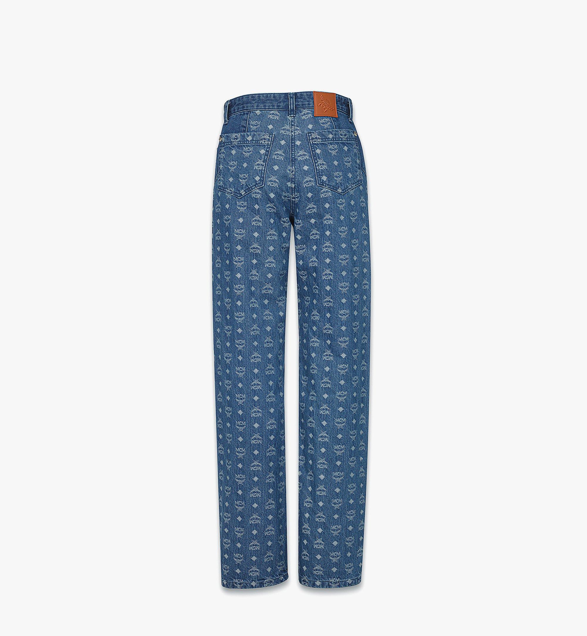 MCM Jeans mit Monogramm in Denim-Jacquard Blue MFPFAMM04HD042 Noch mehr sehen 1