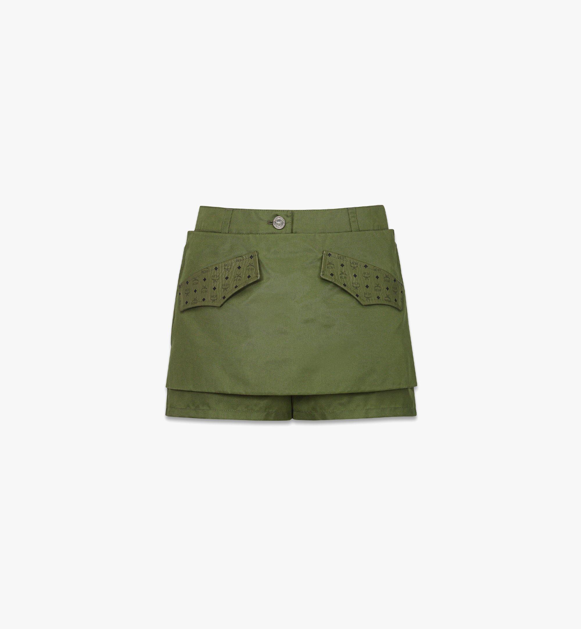 Skirt-Layered Shorts in ECONYL® and Monogram Print Leather