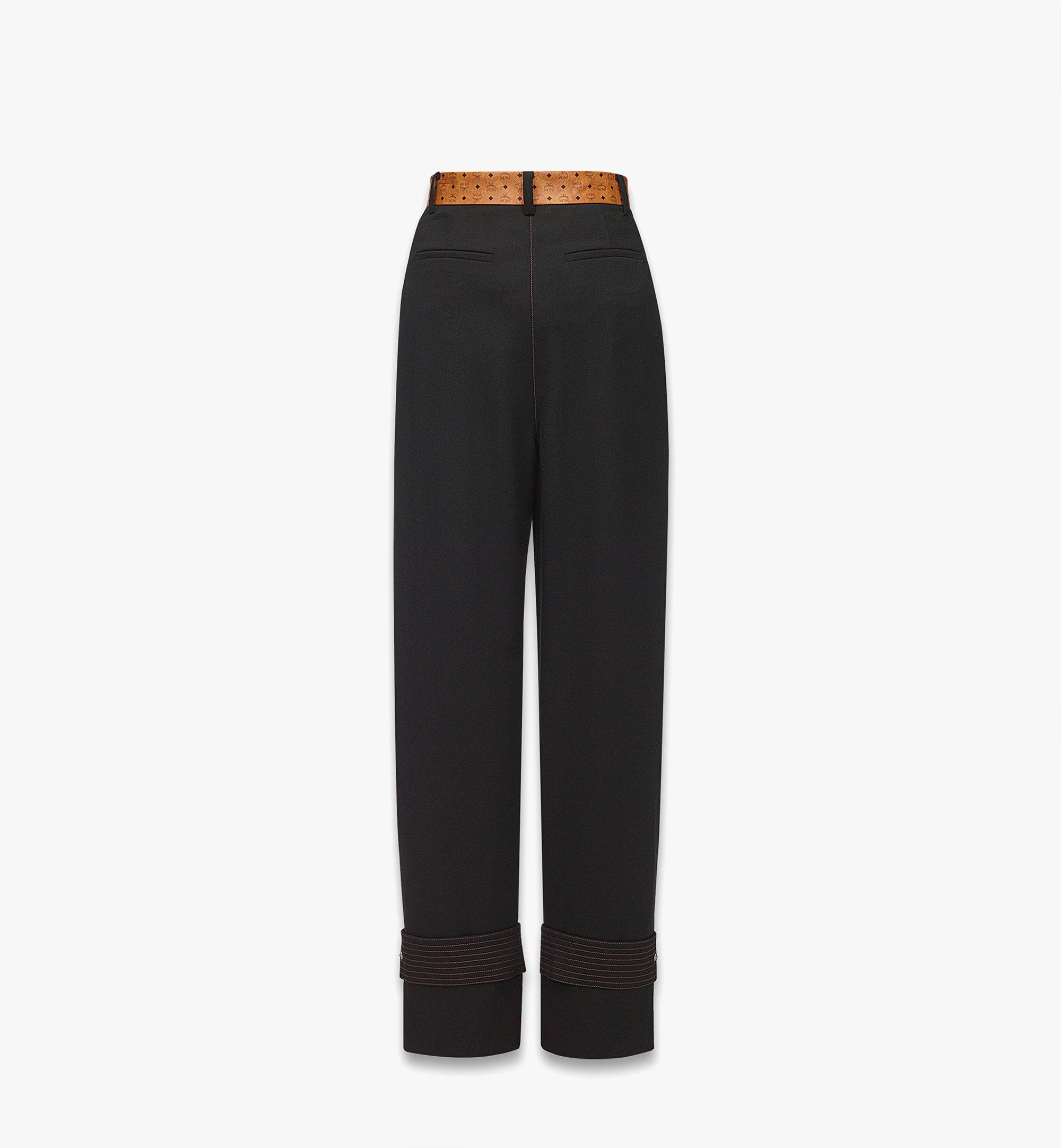 Pants Wool Twill and Monogram Print Leather