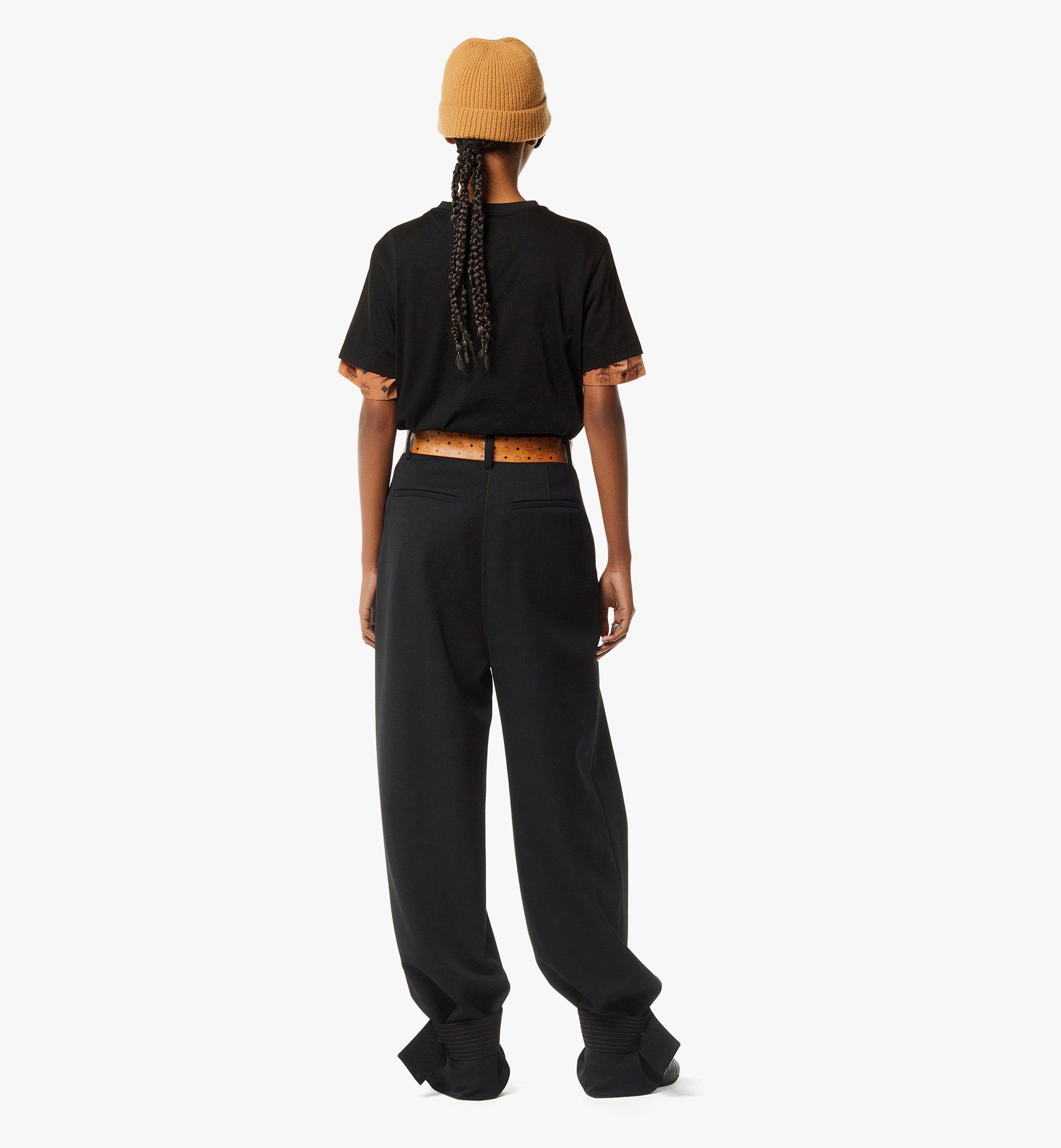 Pants Wool Twill and Monogram Print Leather