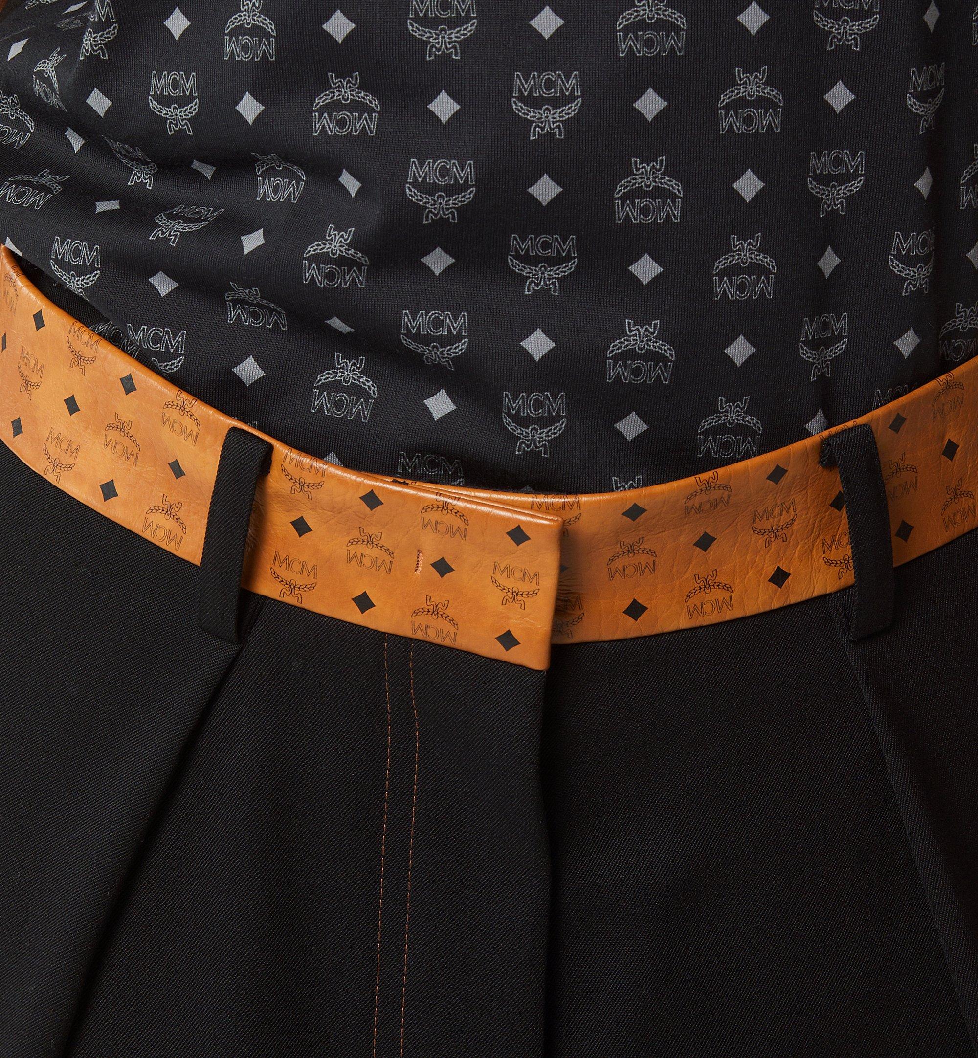 Pants Wool Twill and Monogram Print Leather