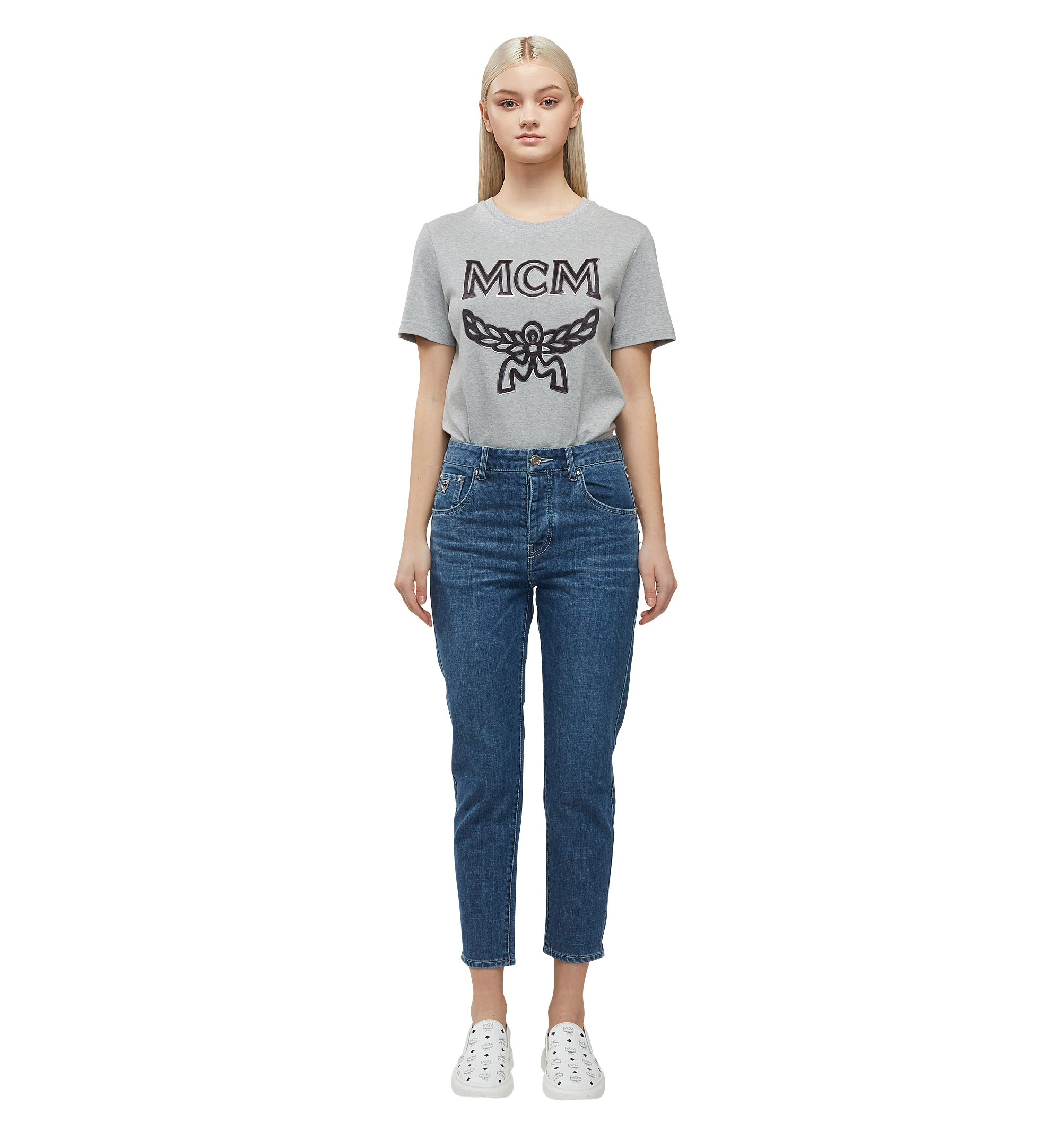 Large Women S Logo T Shirt Grey Mcm Hk