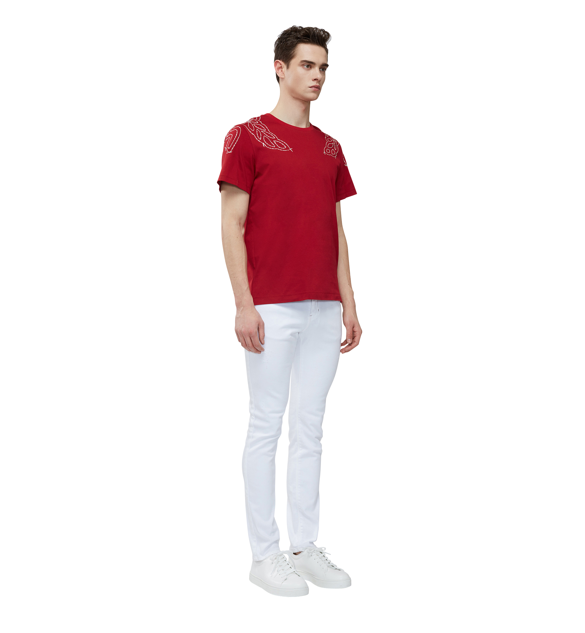 MCM Damen T-Shirt mit Lorbeer-Stickerei Red MFT8SMM22RU00L Noch mehr sehen 3