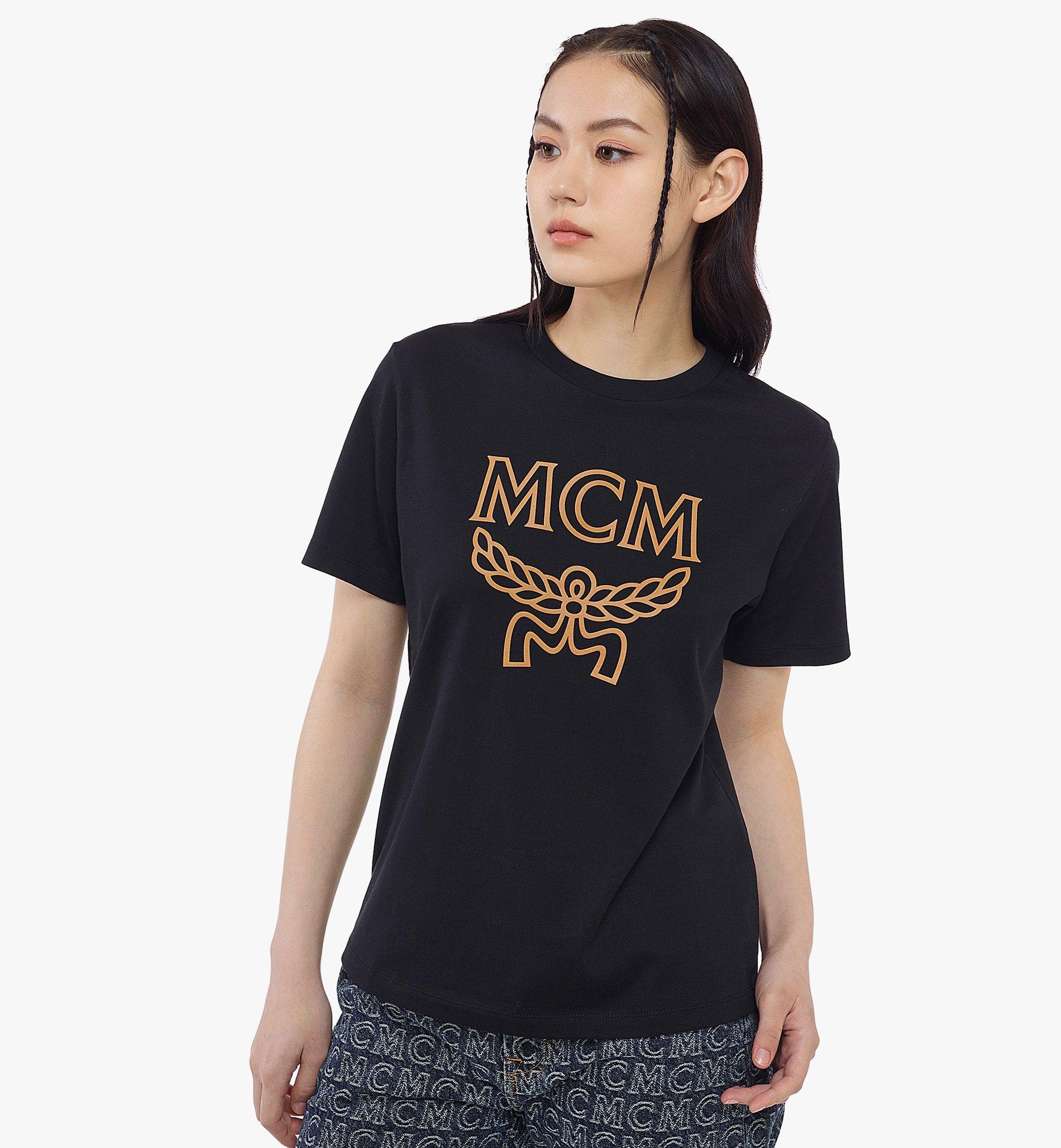 MCM Women’s Classic Logo T-Shirt in Organic Cotton Black MFTBSMM11B200M Alternate View 2