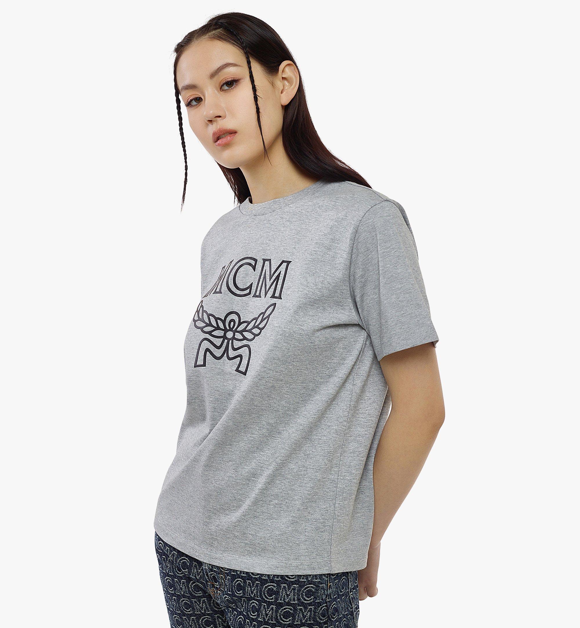 MCM Women’s Classic Logo T-Shirt in Organic Cotton Grey MFTBSMM11EH00M Alternate View 2