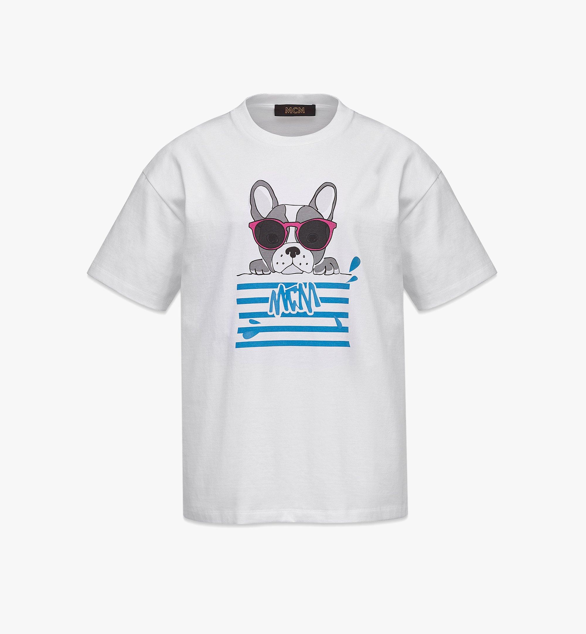MCM Women’s MCM Sommer M Pup Print T-Shirt in Organic Cotton White MFTCAMM06WT00M 更多視圖 1