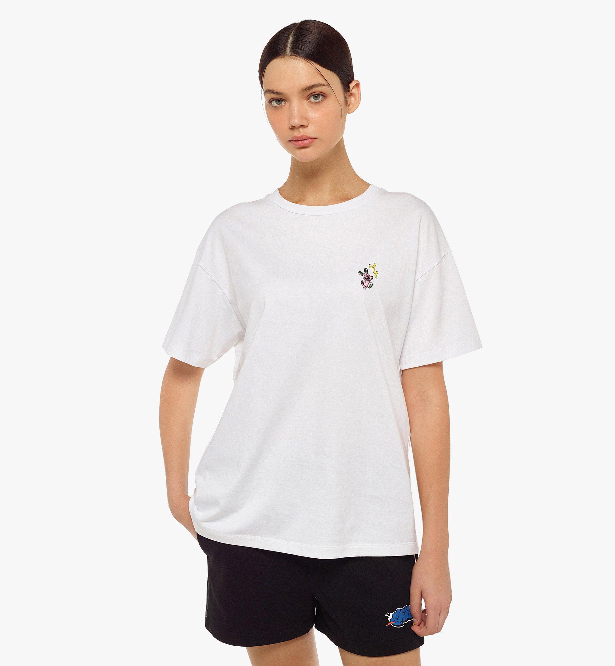 MCM Women’s Haru, Henry, Kaiser T-Shirt in Organic Cotton White MFTCAMM07WT0XS ほかの角度から見る 2