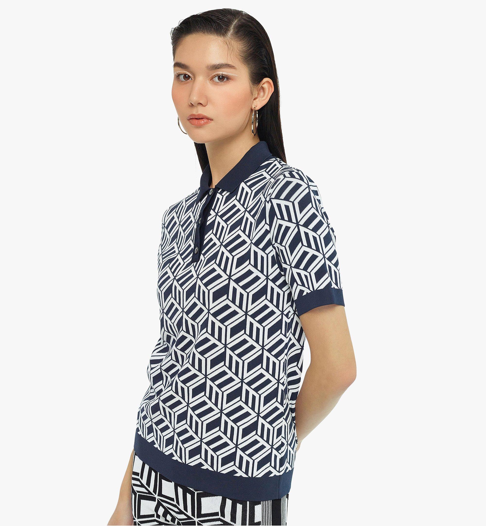 MCM Women’s Cubic Monogram Knit Polo Blue MFTCSCK02L30XL Alternate View 3