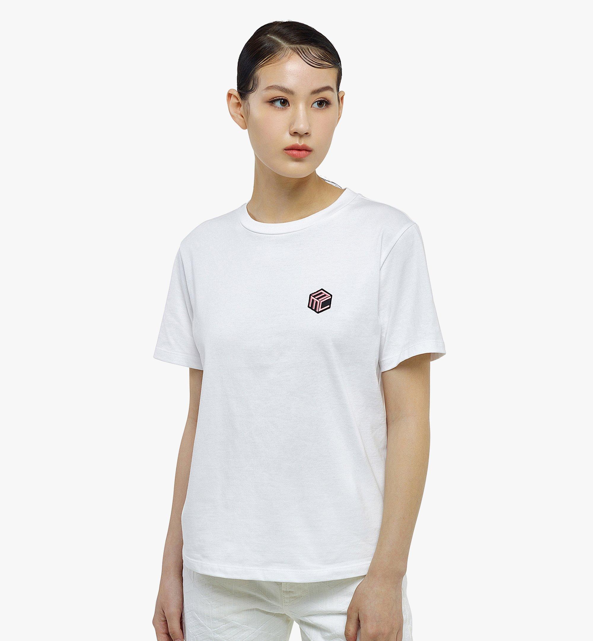 MCM Women’s Cubic Logo T-Shirt in Organic Cotton White MFTCSCK03WO00M Alternate View 3