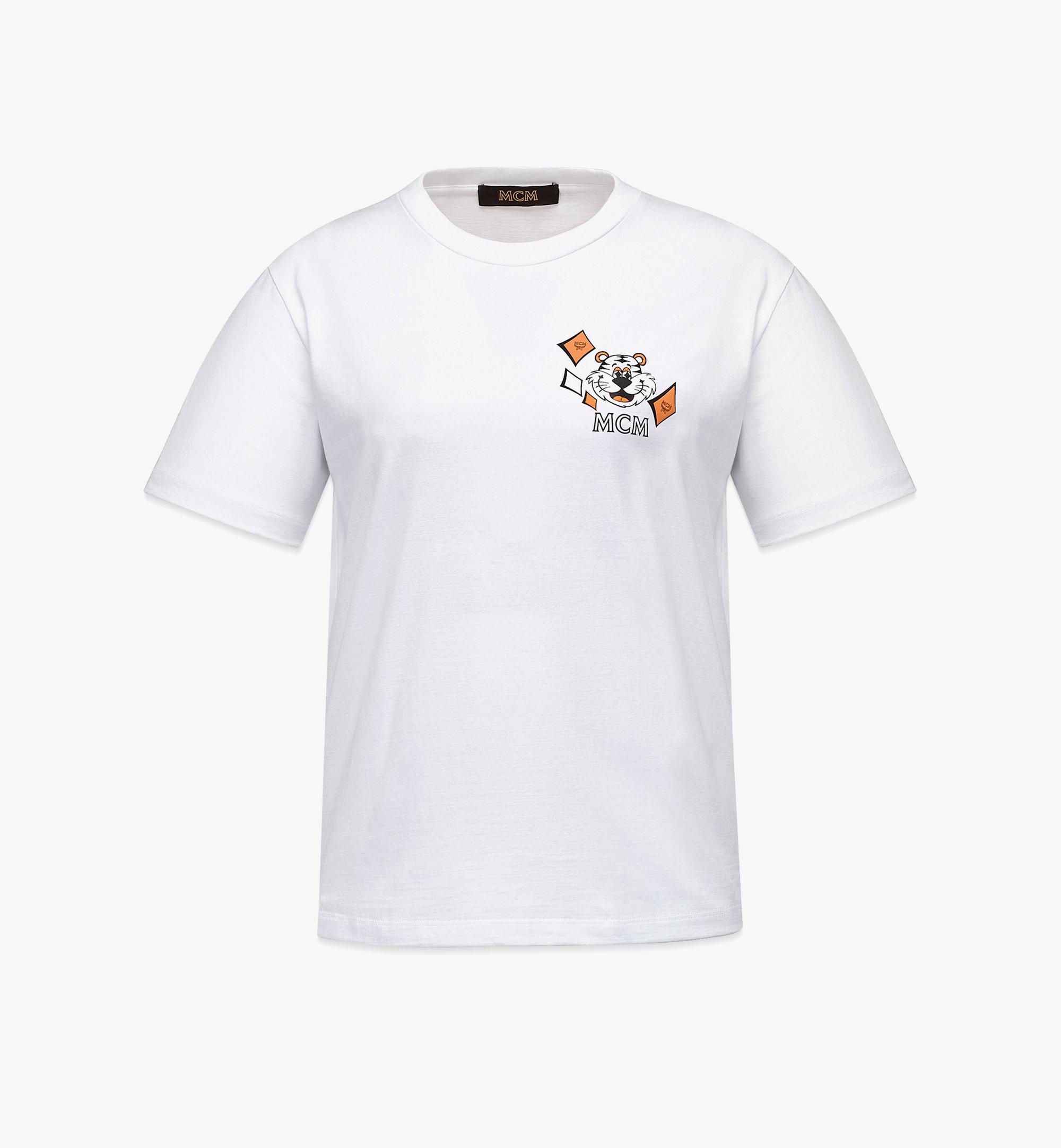 MCM Women’s New Year Tiger Print T-Shirt in Organic Cotton White MFTCSXL01WT00M Alternate View 1