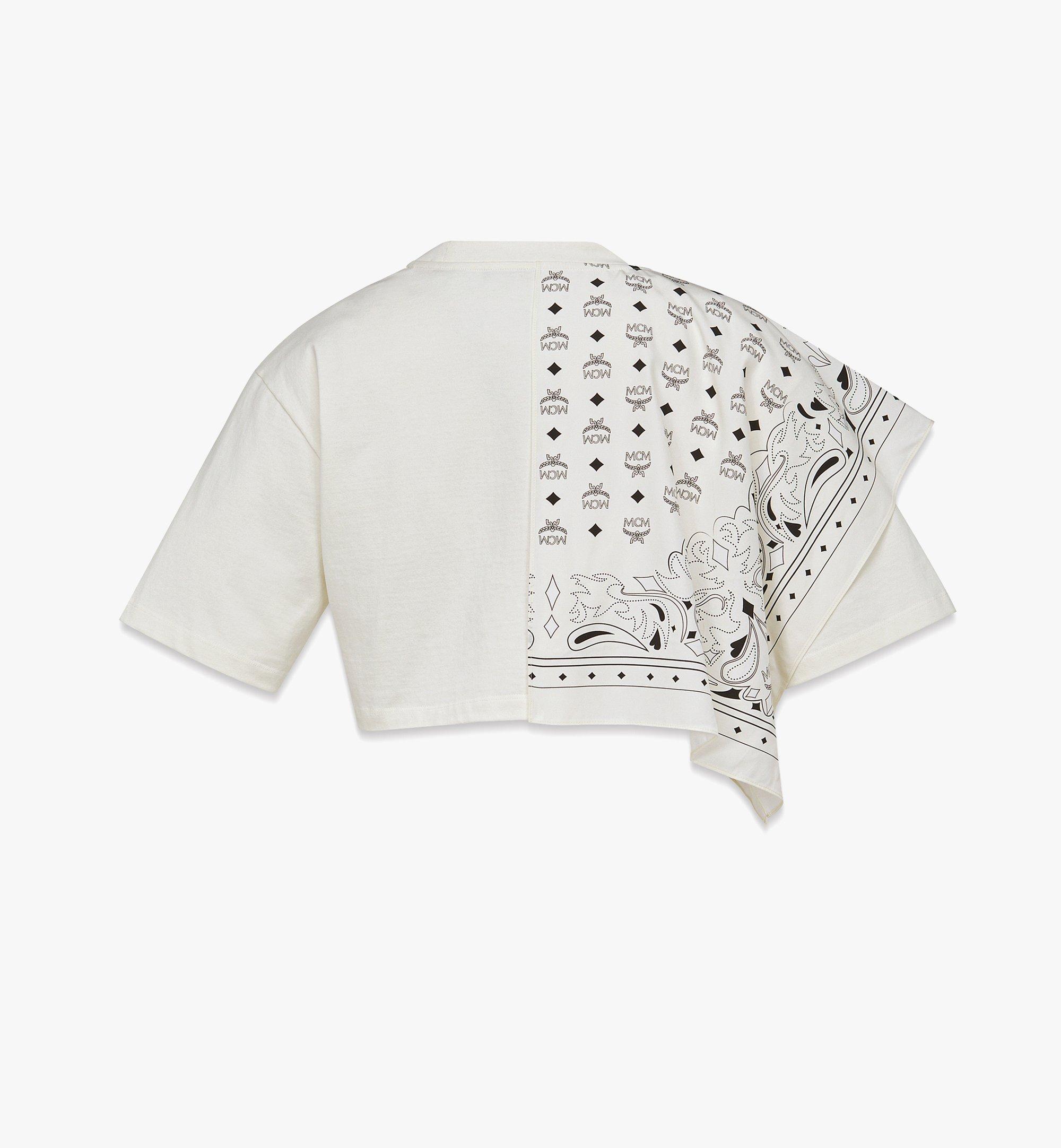 MCM Cropped Bandana T-Shirt in Organic Cotton White MFTDAMM02WG0XS ほかの角度から見る 1