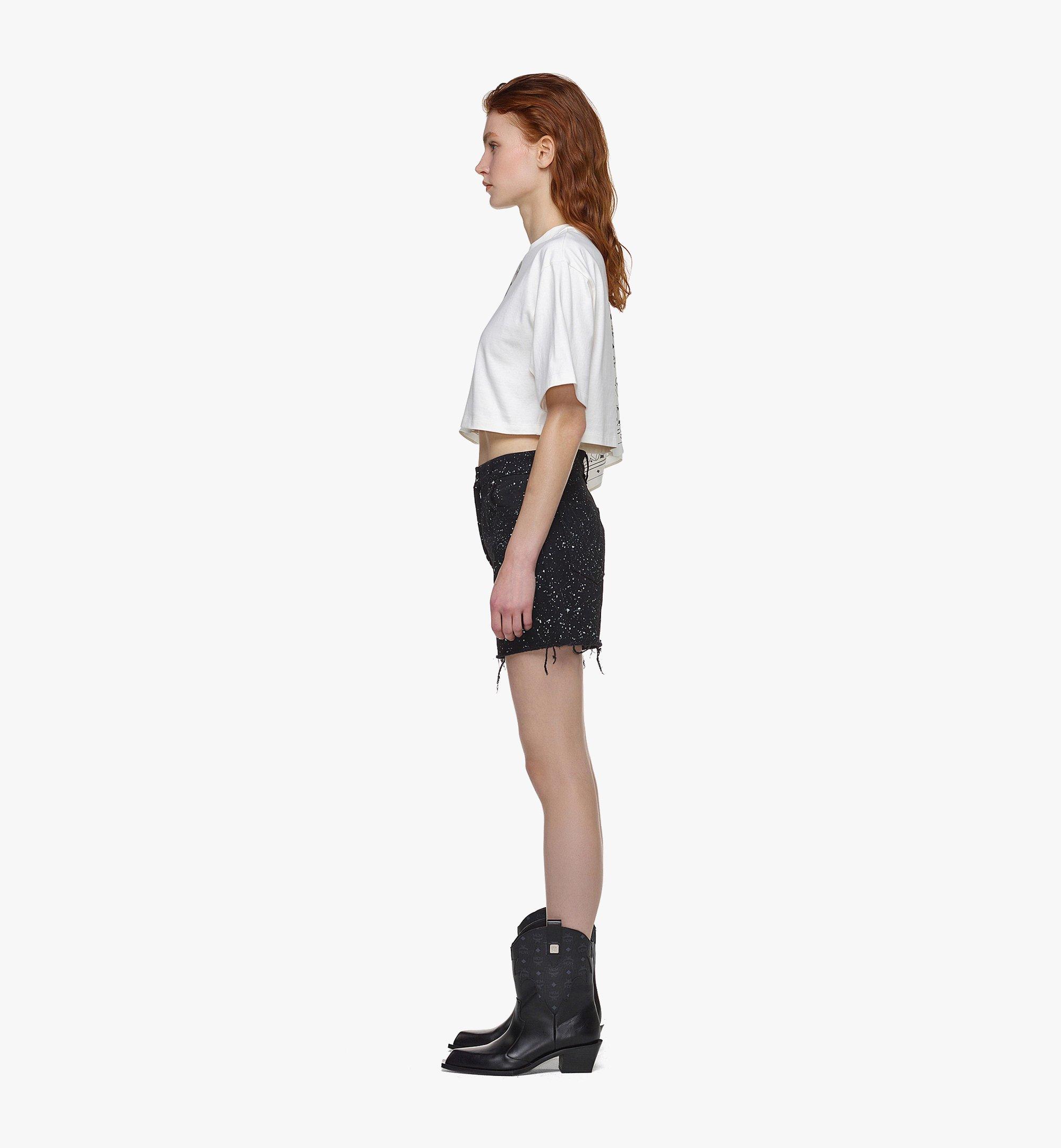MCM Cropped Bandana T-Shirt in Organic Cotton White MFTDAMM02WG0XS ほかの角度から見る 2